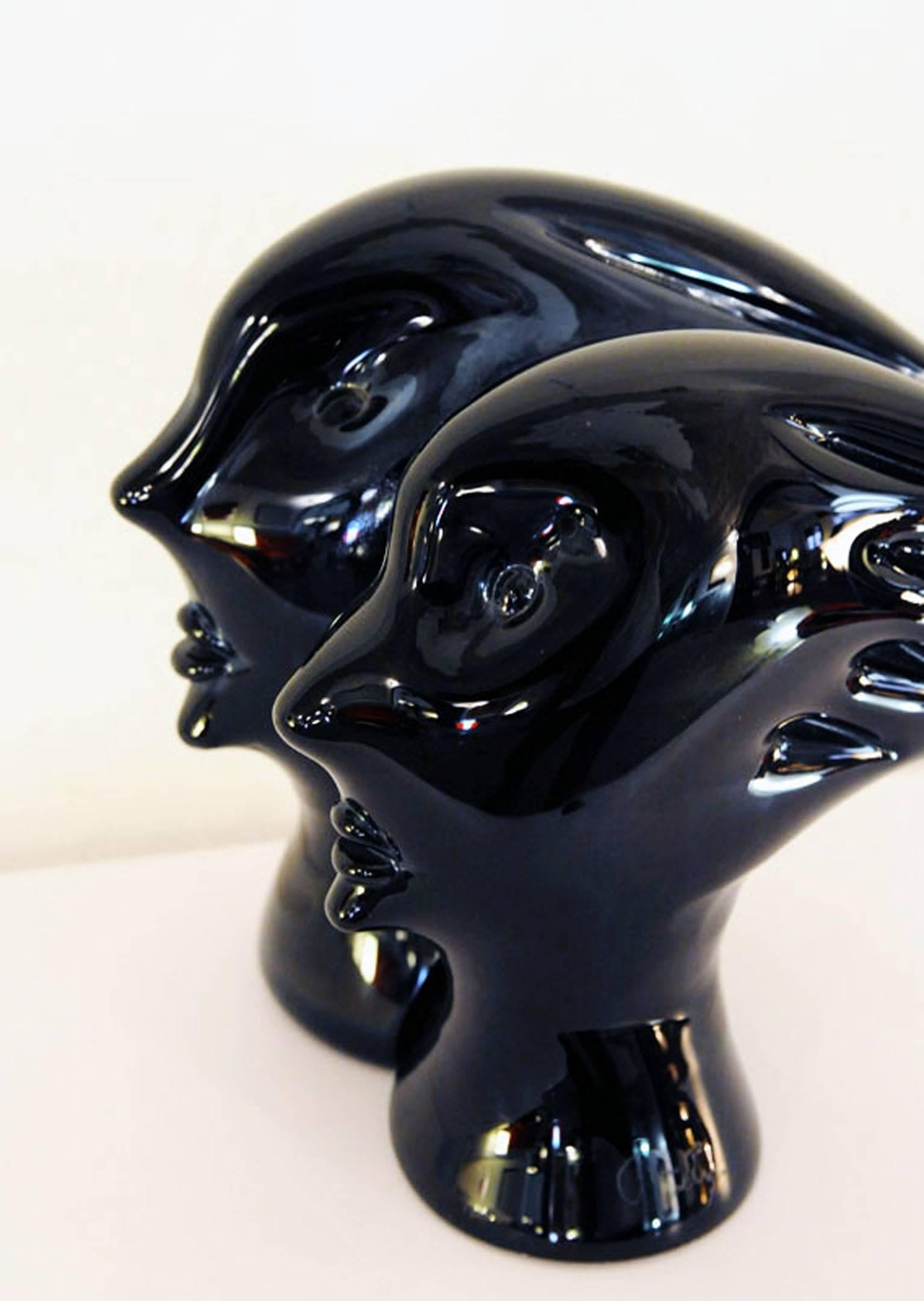 Mid-Century Modern Sergio Rossi Murano Glass Sculpture Heads Unique Piece of the 1970s For Sale