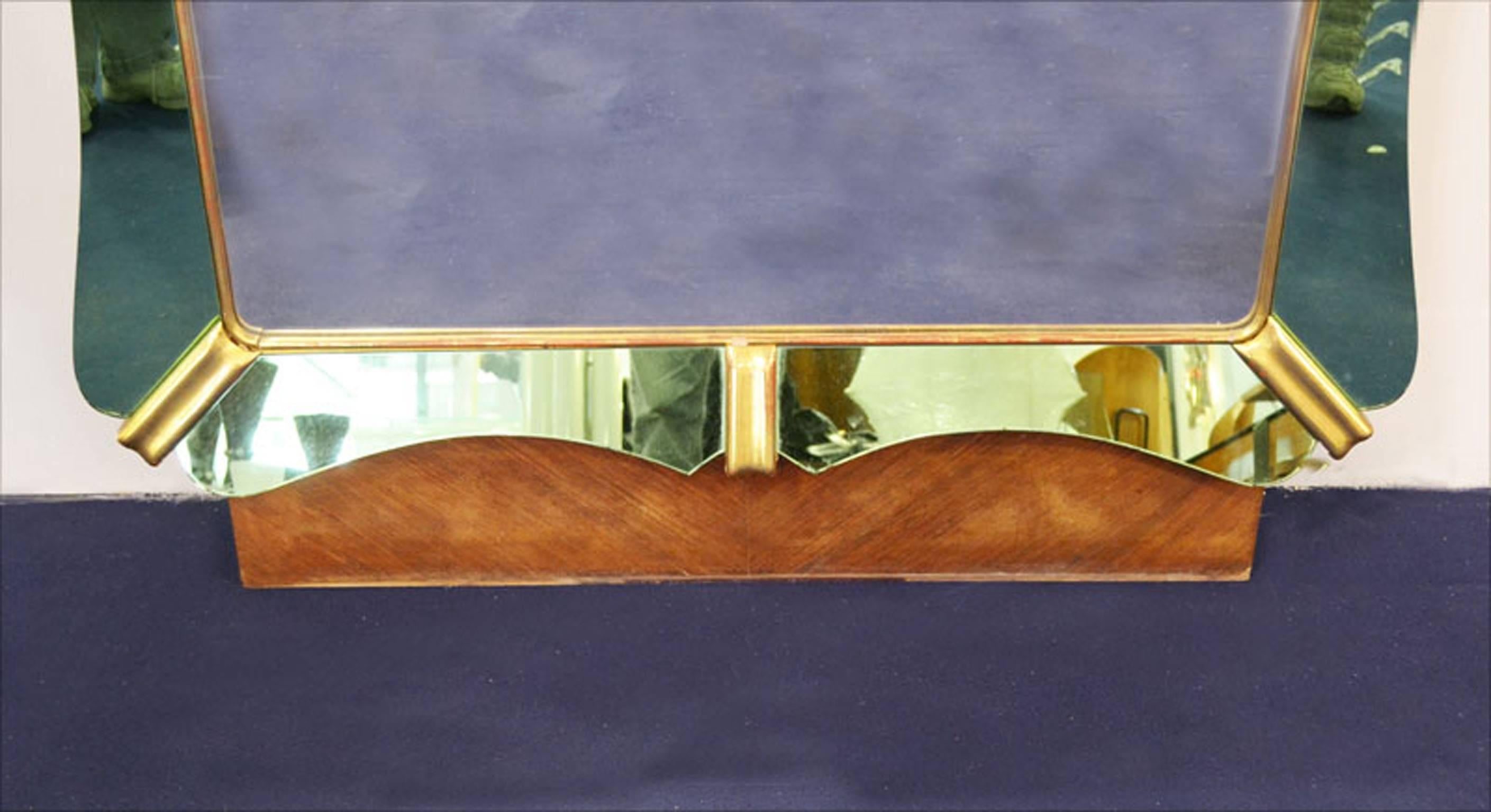 Mid-Century Modern Fontana Arte 1940s Big Mirror with Hangers in Murano Glass For Sale