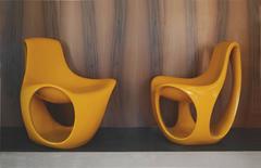 Pair of 1970s Swiss Fiberglass Easy Chairs Attributed to Luigi Colani