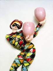 1950s Italian Sconces Handmade Ceramic Arlequins