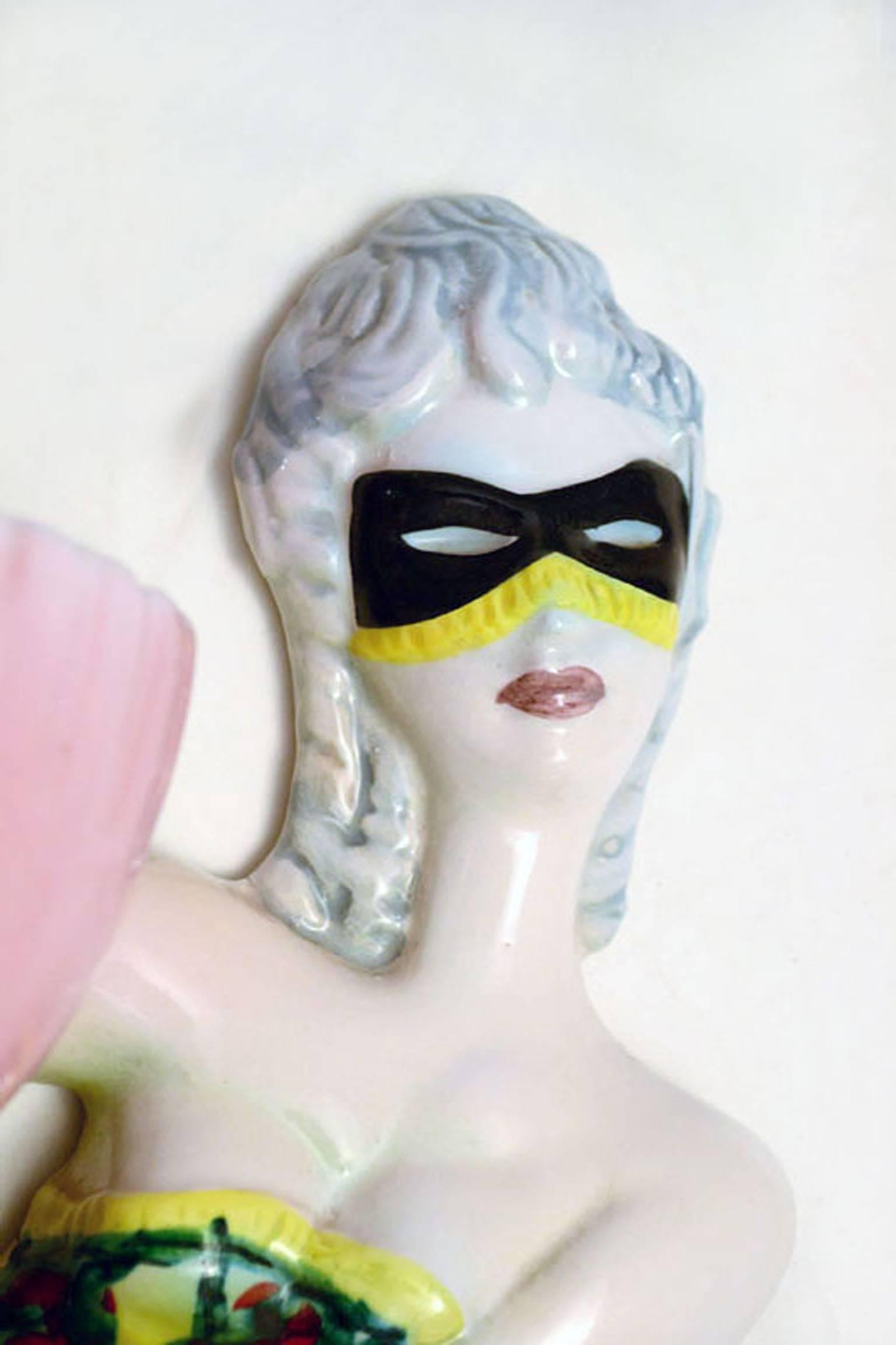 Hand-Painted 1950s Italian Sconces Handmade Ceramic Arlequins For Sale