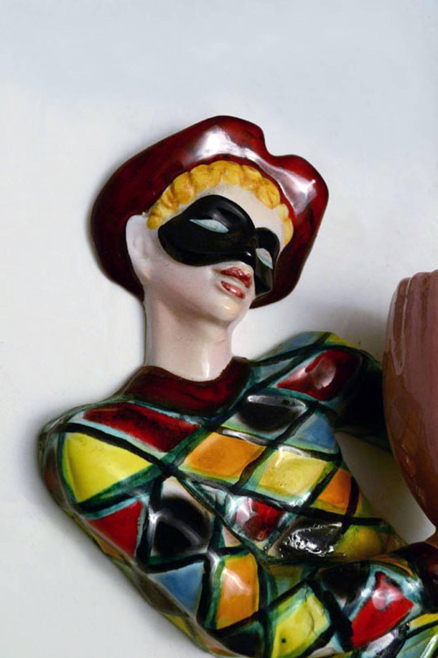 1950s Italian Sconces Handmade Ceramic Arlequins In Excellent Condition For Sale In Parma, IT