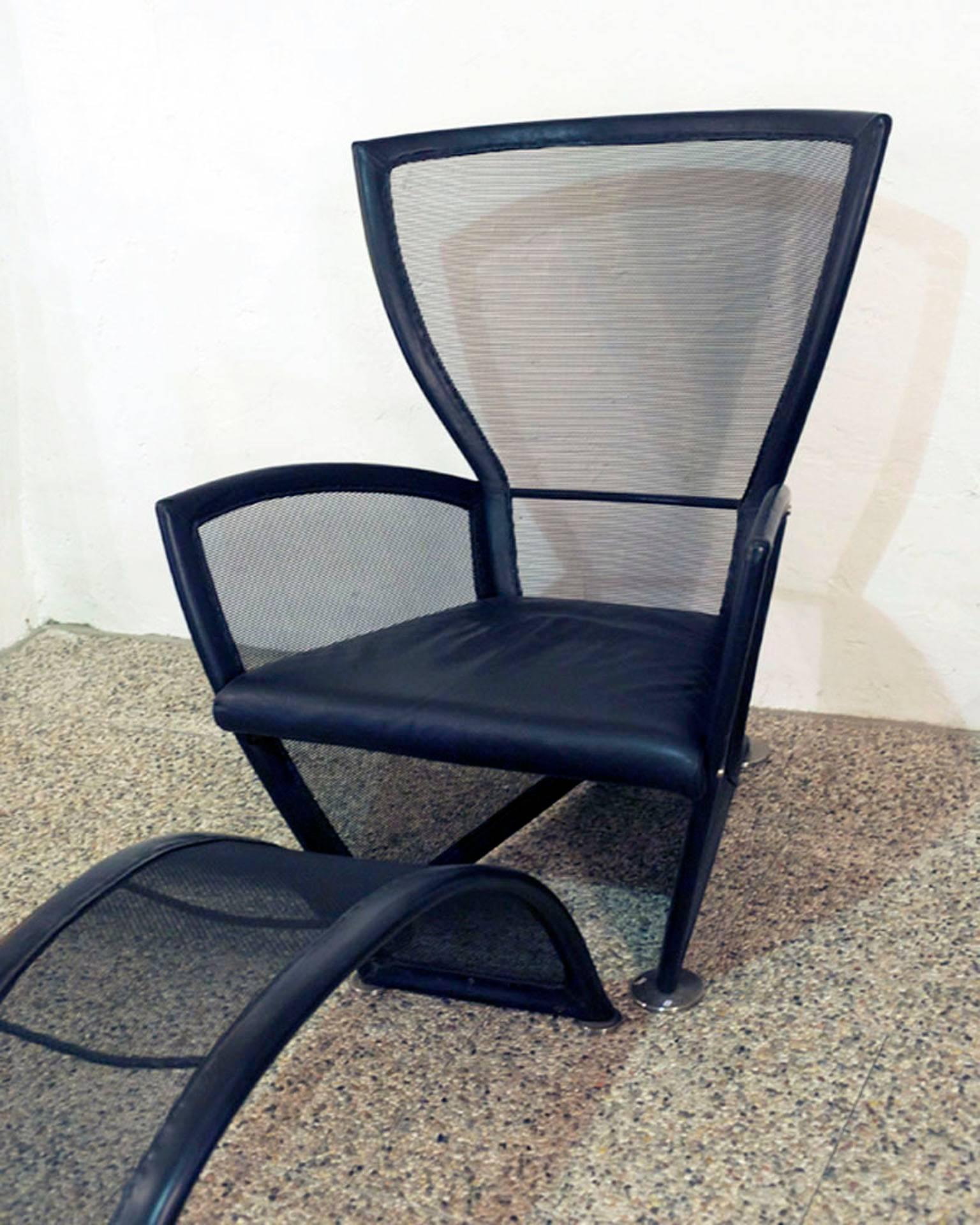 Alias 'Privè' Armchair with Footrest Design Paolo Nava in Carbon Net In Excellent Condition For Sale In Parma, IT