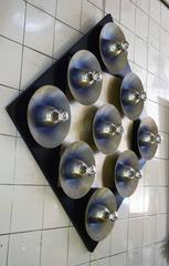 Otello Ciullini 1970s Wall Lighting Panel in Aluminium and Lacquered Wood