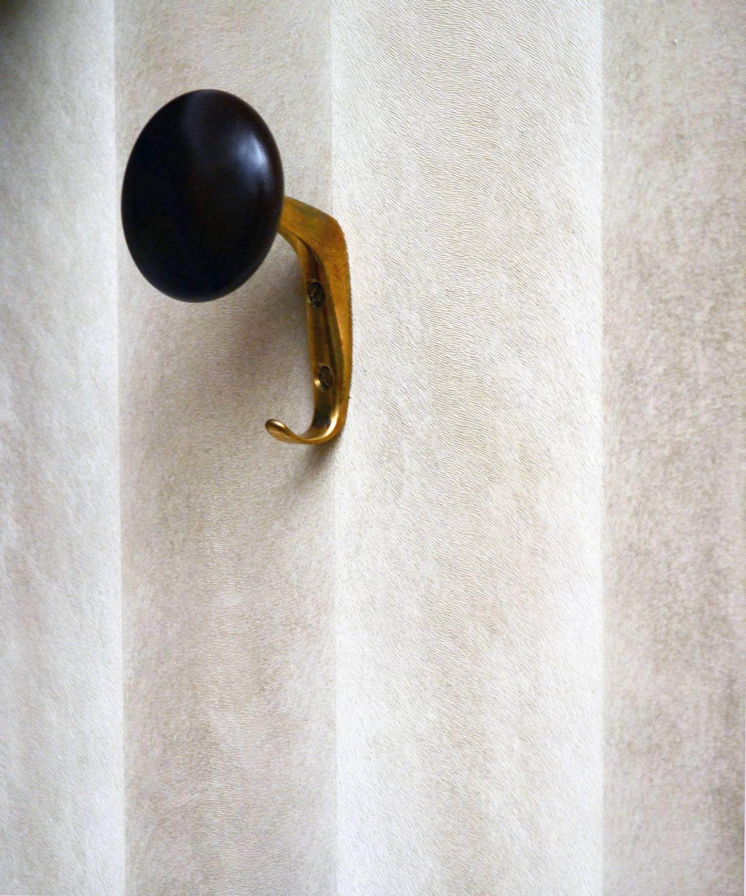 Brass Wooden Wardrobe Attributed to Ico Parisi Italian Production in Solid Rosewood For Sale