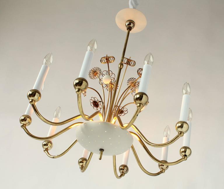 American Paavo Tynell   10 Arms  Brass Chandelier for  Lightolier ,  1950 , USA