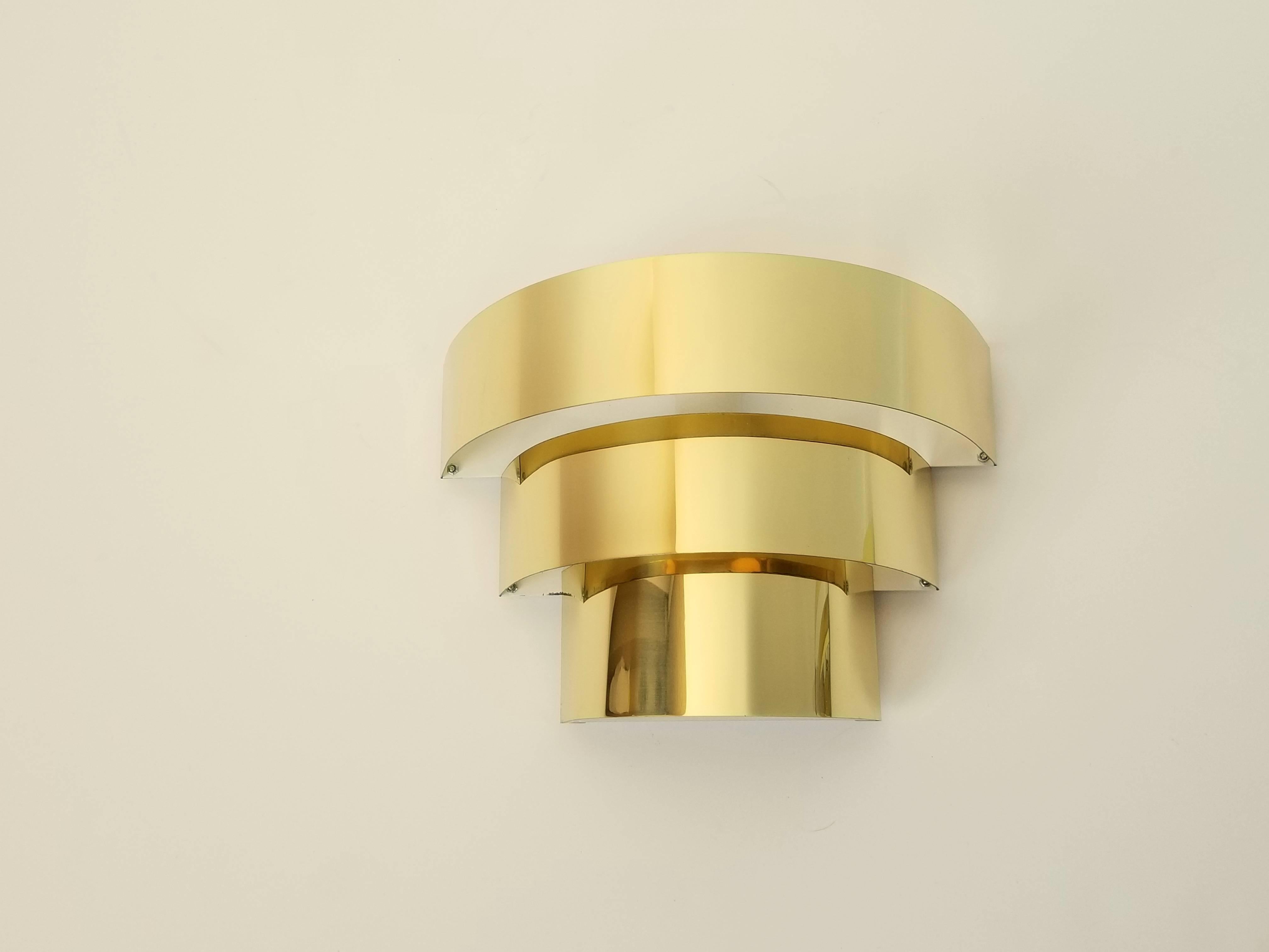 Steel Cascade Brass Plated Wall Sconces 1990s , USA For Sale