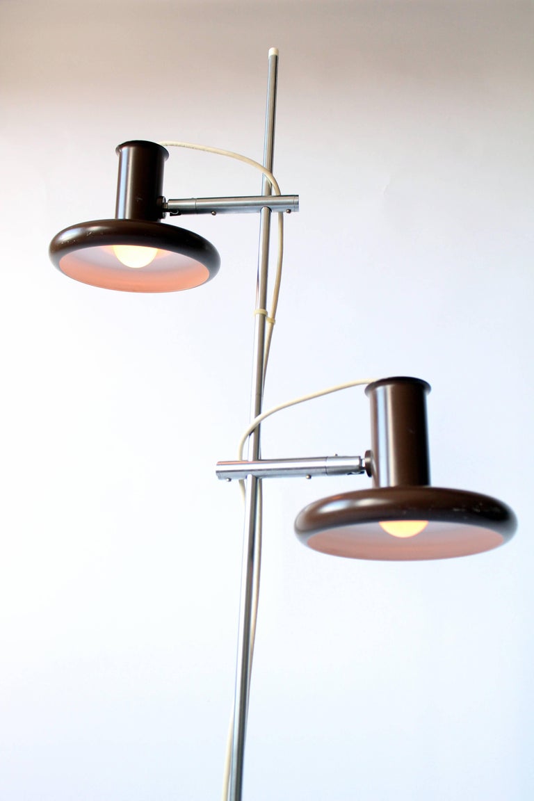 Fog and Mørup Optima Dark Brown Floor Lamp with 2 Shades, 1960s