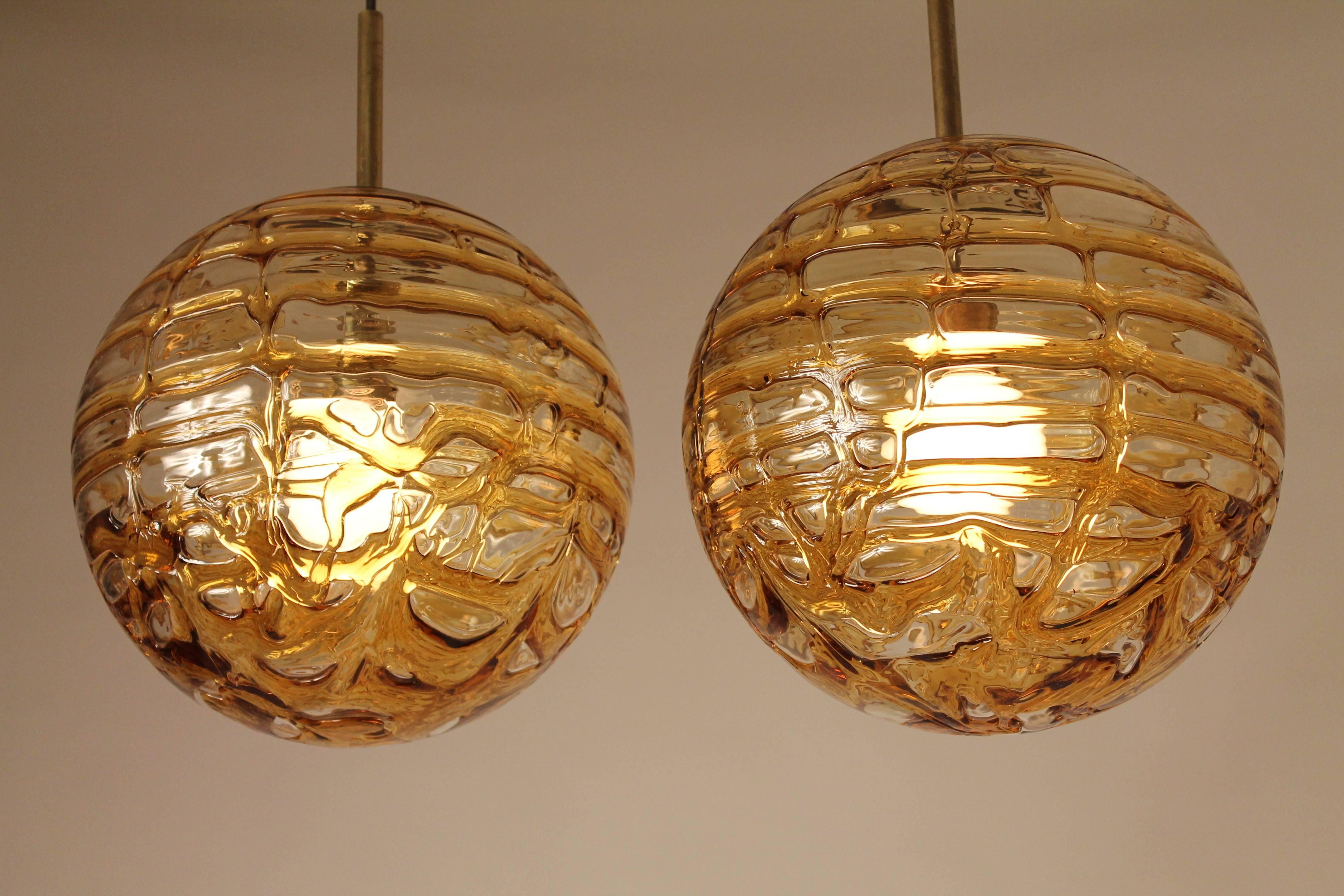 Pair of Thick Massive Pendant from Doria Leuchten,  1970s , Germany In Good Condition In St- Leonard, Quebec