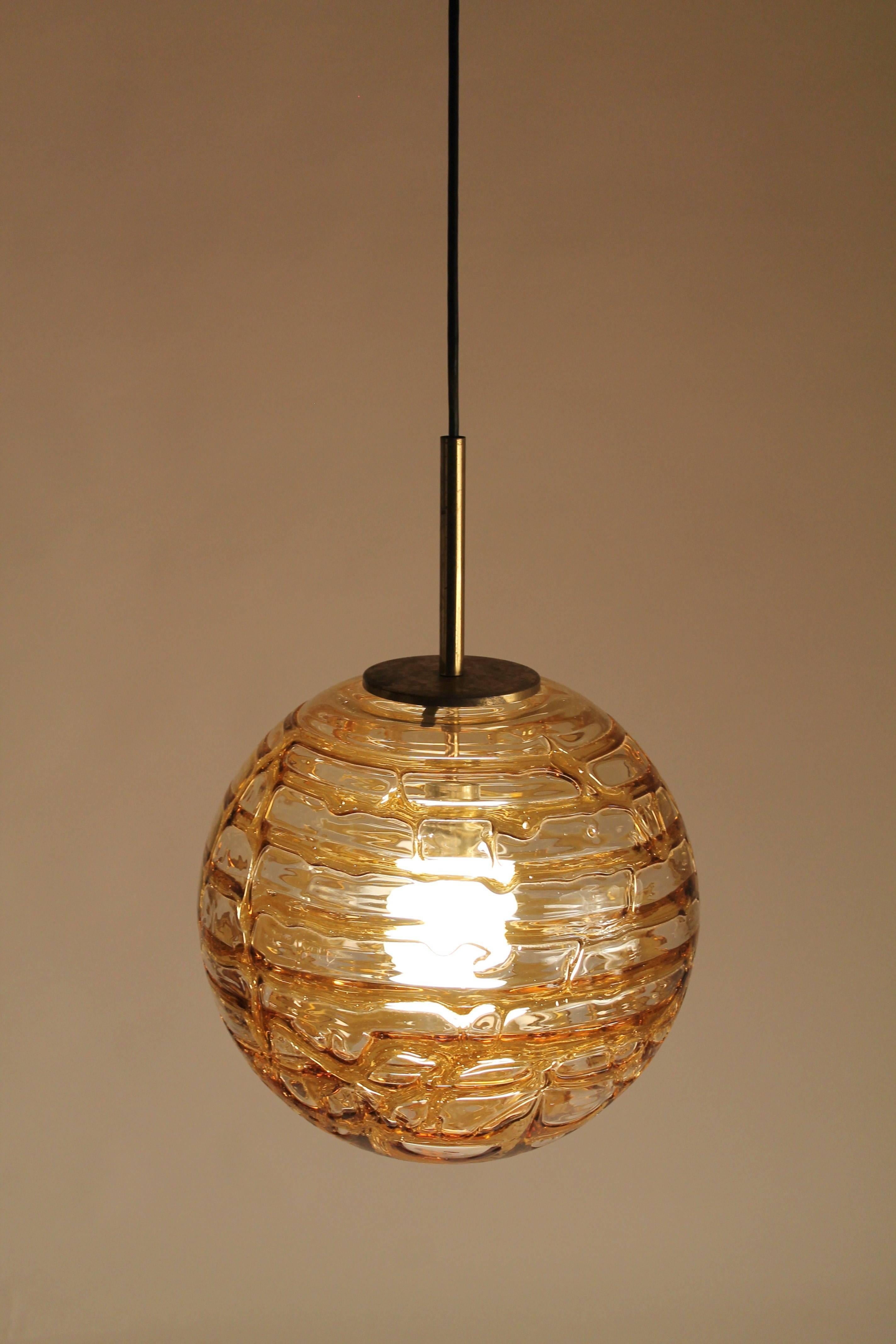 Glass Pair of Thick Massive Pendant from Doria Leuchten,  1970s , Germany