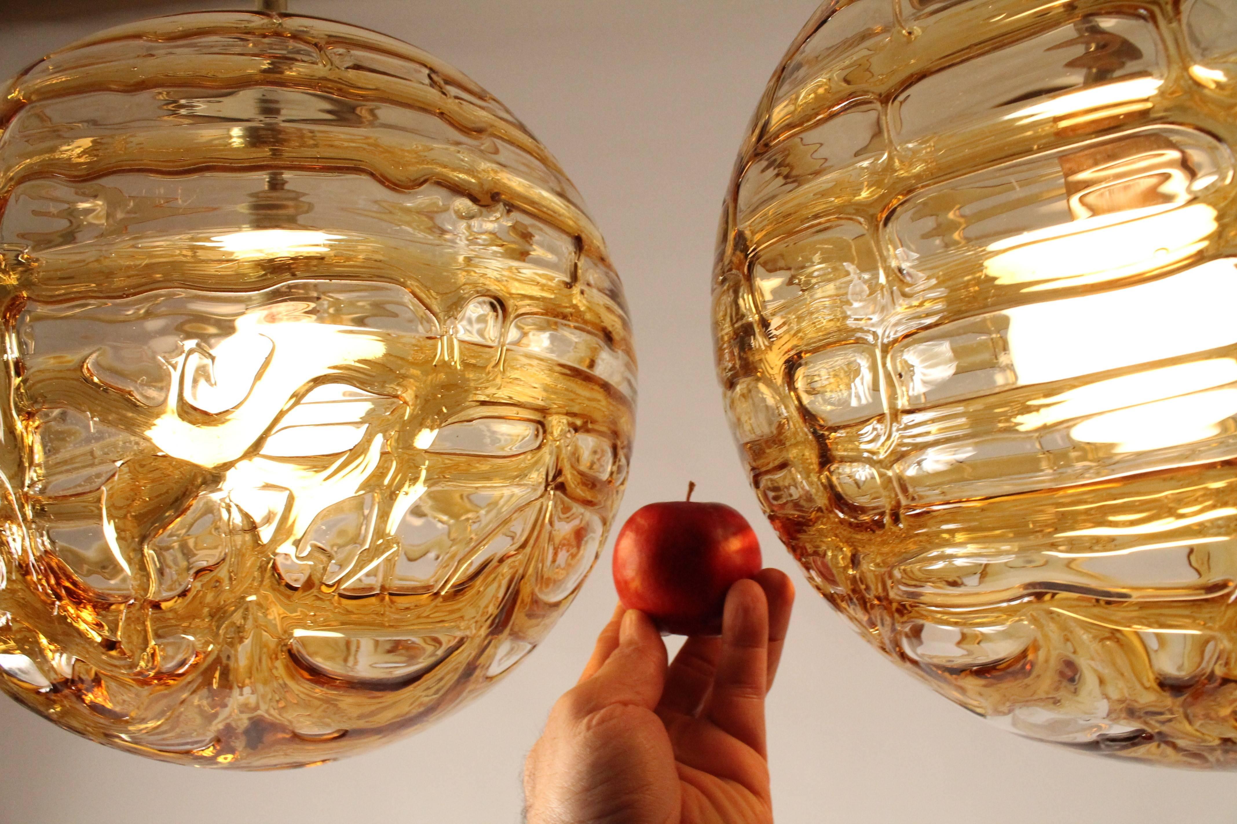 Pair of Thick Massive Pendant from Doria Leuchten,  1970s , Germany 1