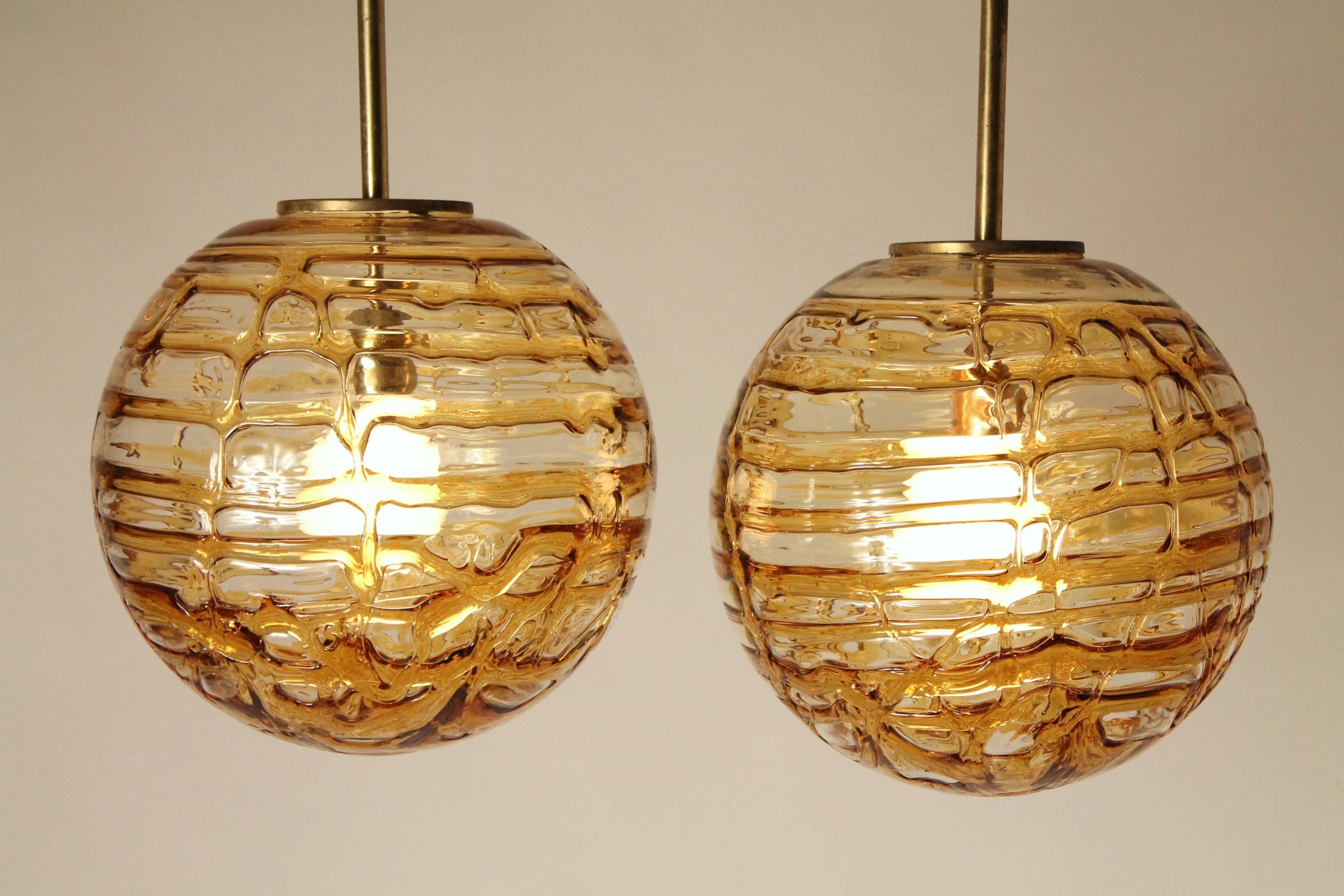Pair of Thick Massive Pendant from Doria Leuchten,  1970s , Germany 3