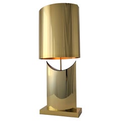 1970s, Curtis Jere Huge Brass-Plated Table Lamp, USA