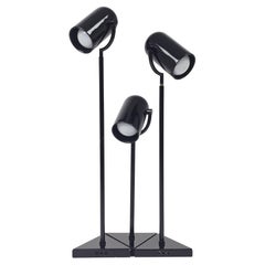 1970s Florence Casey 3 Pivotal Heads Black Table Lamp , Italy