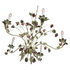 1950s Large Tole Chandelier , Italy