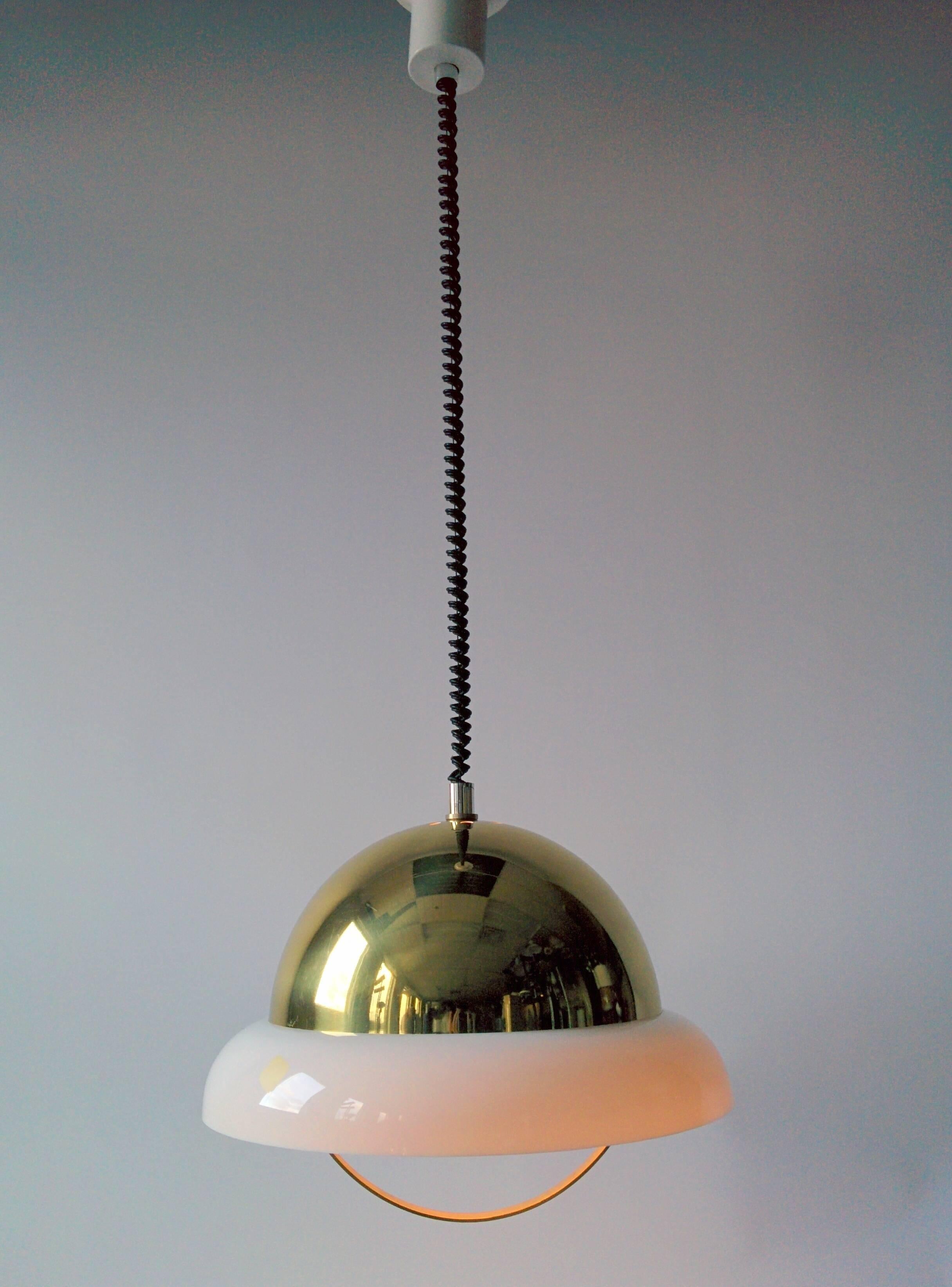 Mid-Century Modern Reggiani Brass and Perspex Chandelier, Mid-Century 1960s, Italy For Sale