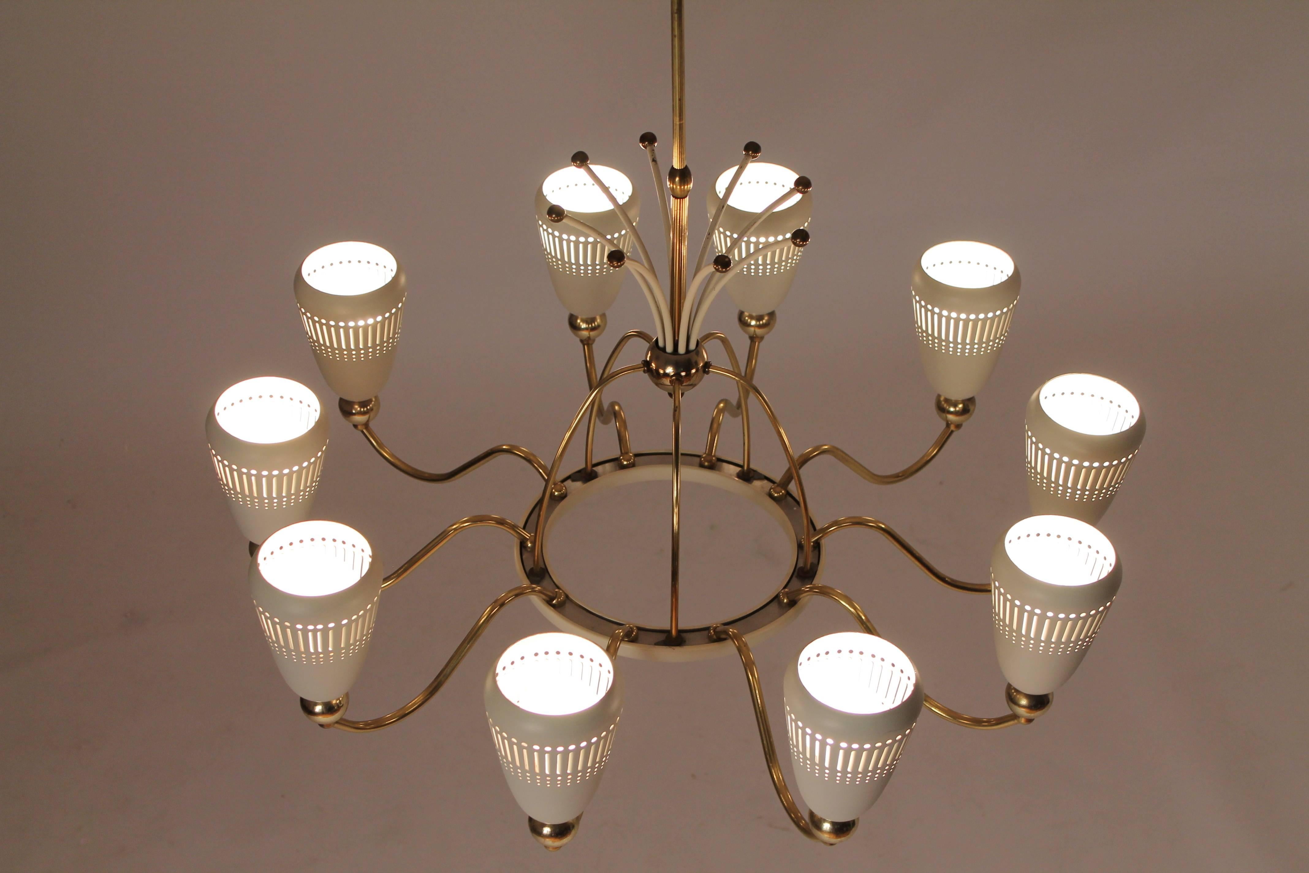 Mid-Century Modern Unique  Chandelier attributed to Paavo Tynell / Gerald Thurston , 1950s , USA