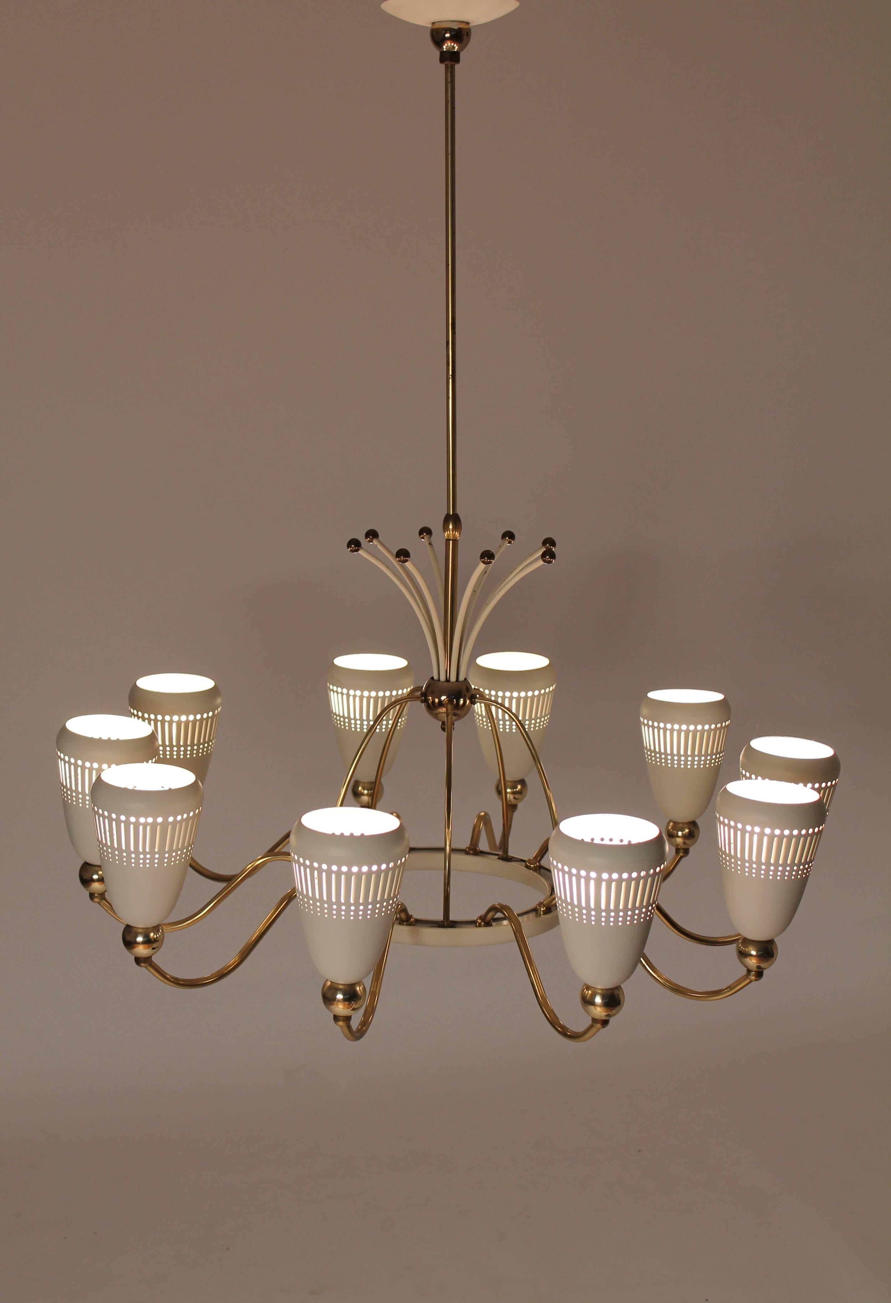 American Unique  Chandelier attributed to Paavo Tynell / Gerald Thurston , 1950s , USA