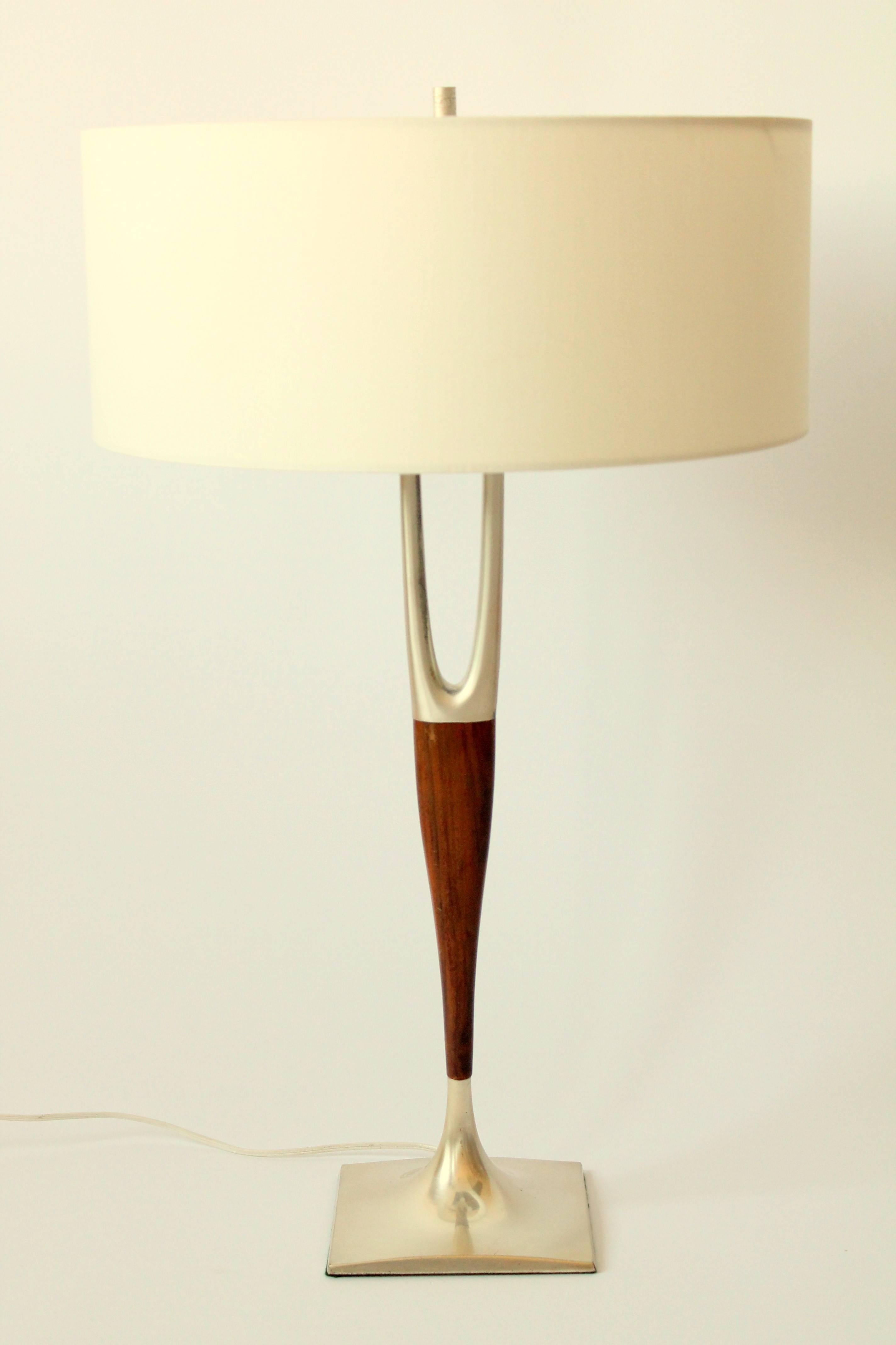 American 1960s Laurel Wishbone Three Socket Table Lamp .  USA