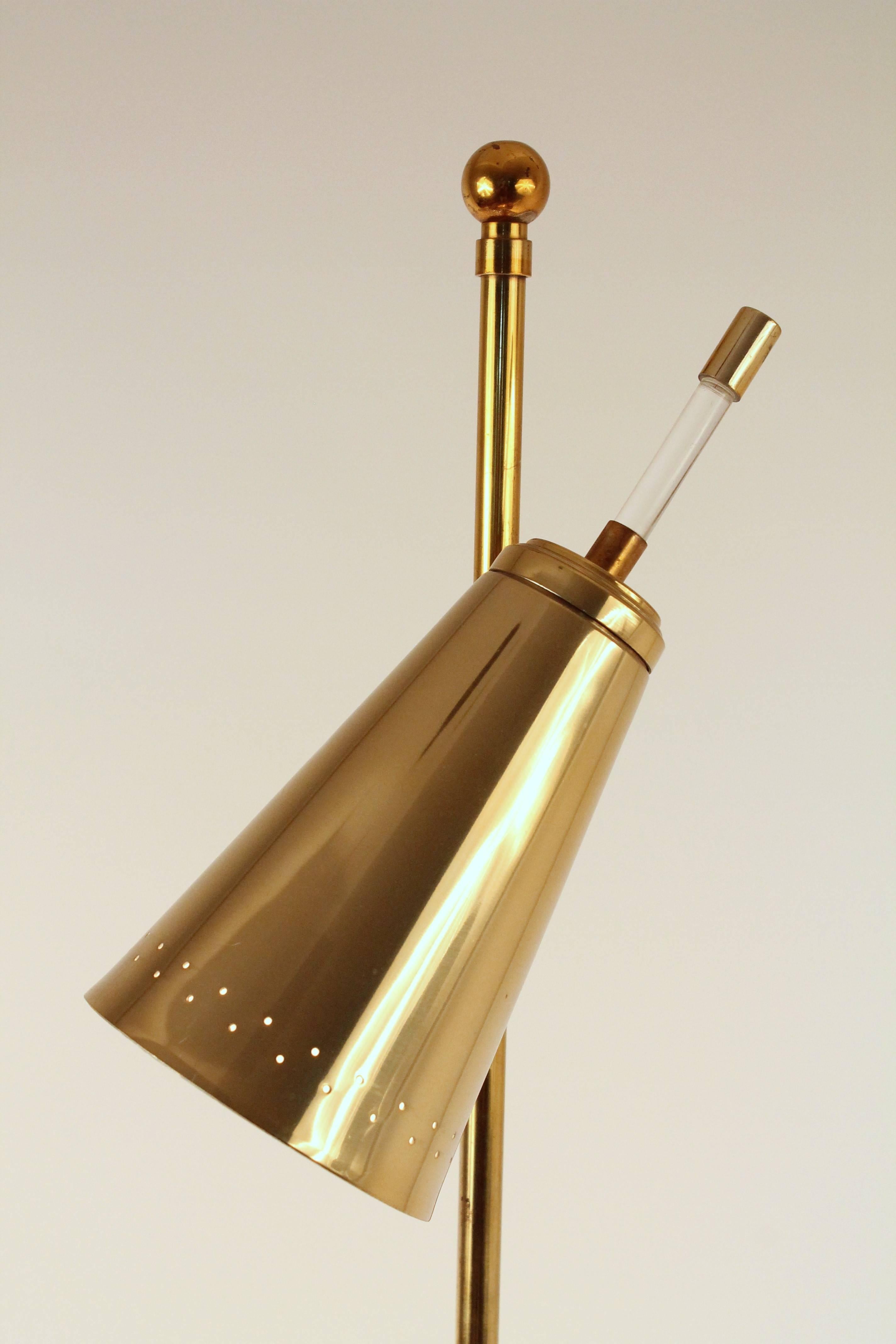 American 1960S Brass and Walnut Floor Lamp , USA
