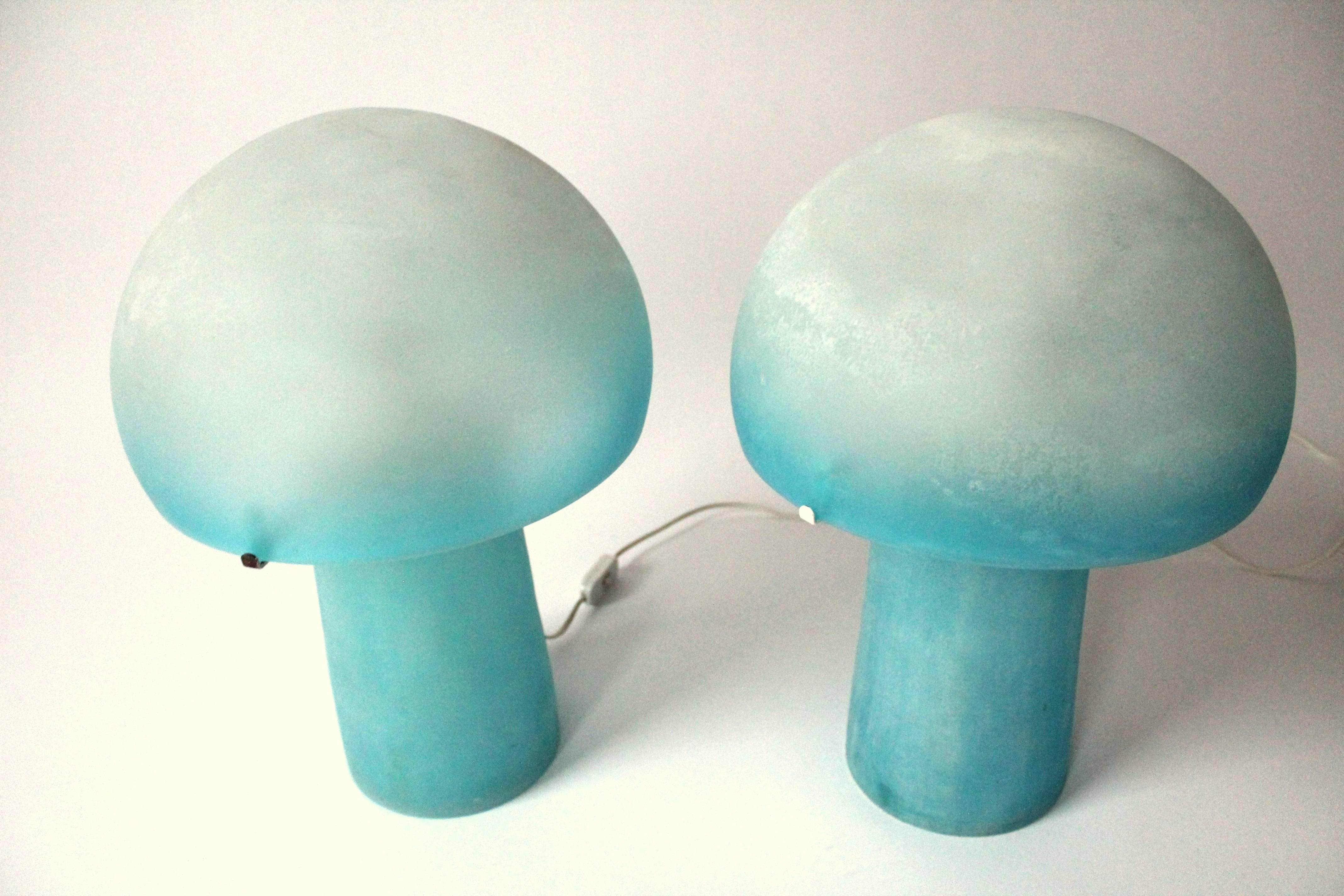 Frosted Pair of Scavo Glasswork Table Lamp from Murano Italia Mid-Century, 1950s
