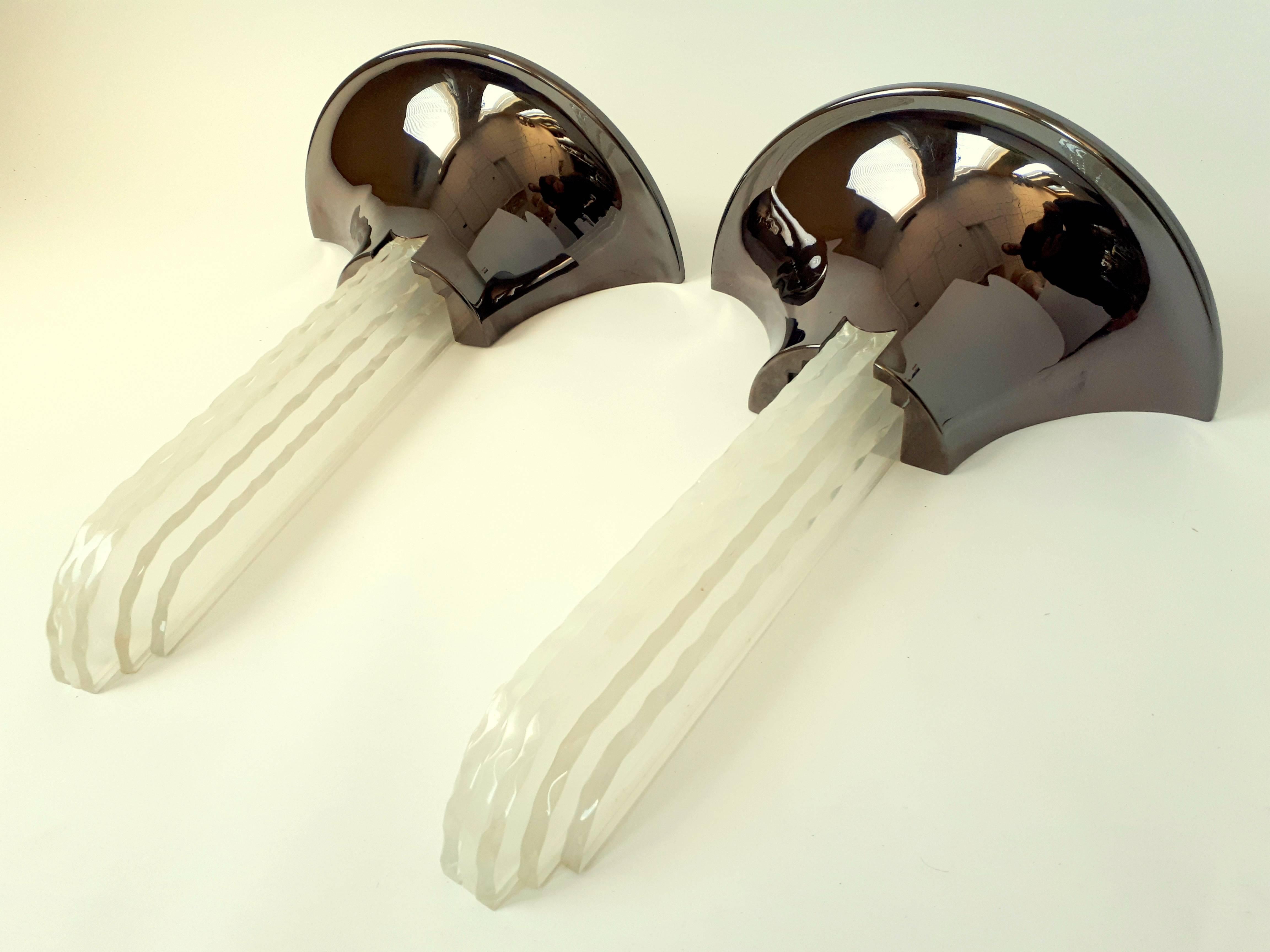 Massive Pair of Karl Springer Purcell  Sconces in Gun Metal finish , 1970s , USA For Sale 2
