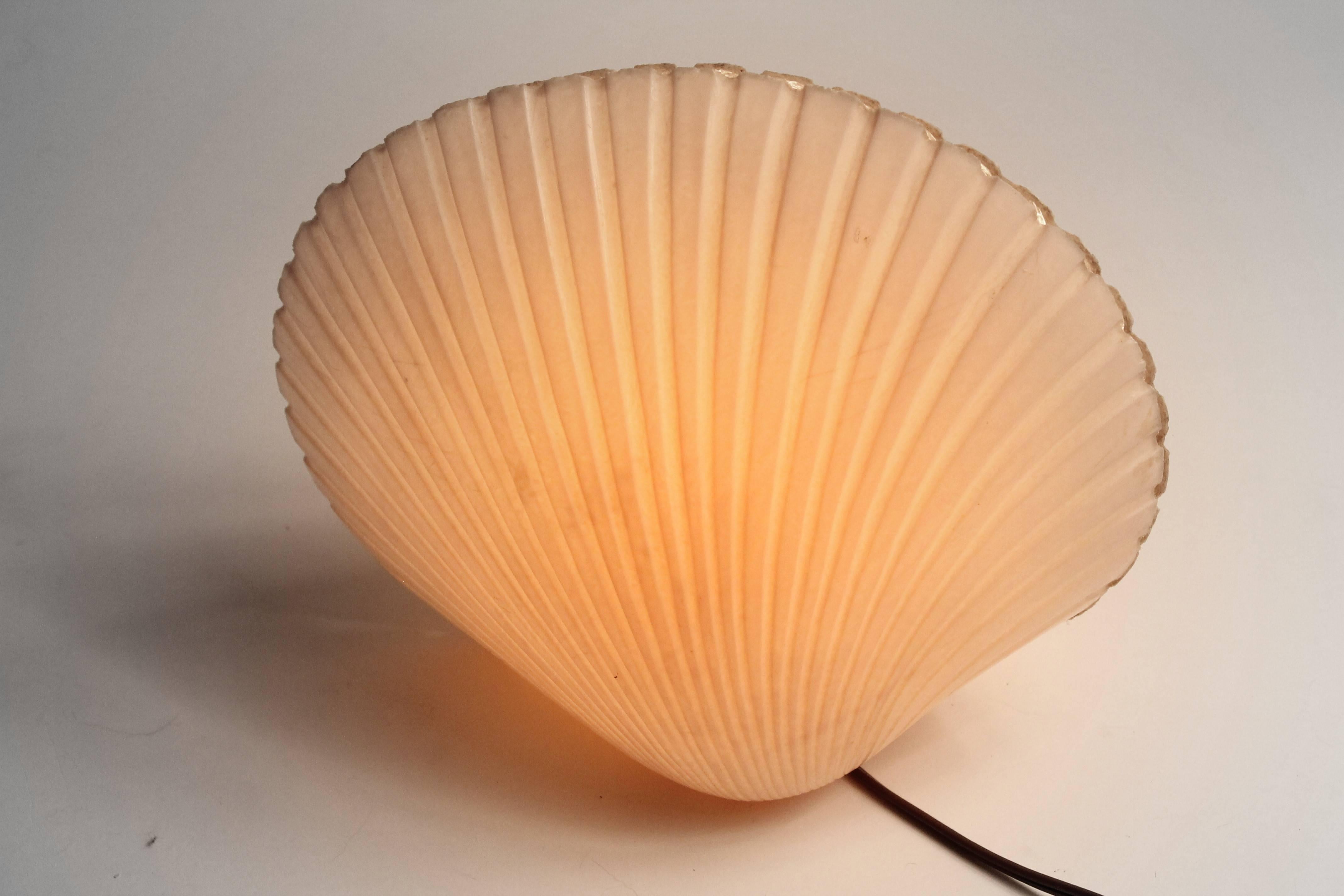 French Andre Cazenave Fiberglass Shell Table Lamp for Atelier A France Vintage, 1970s