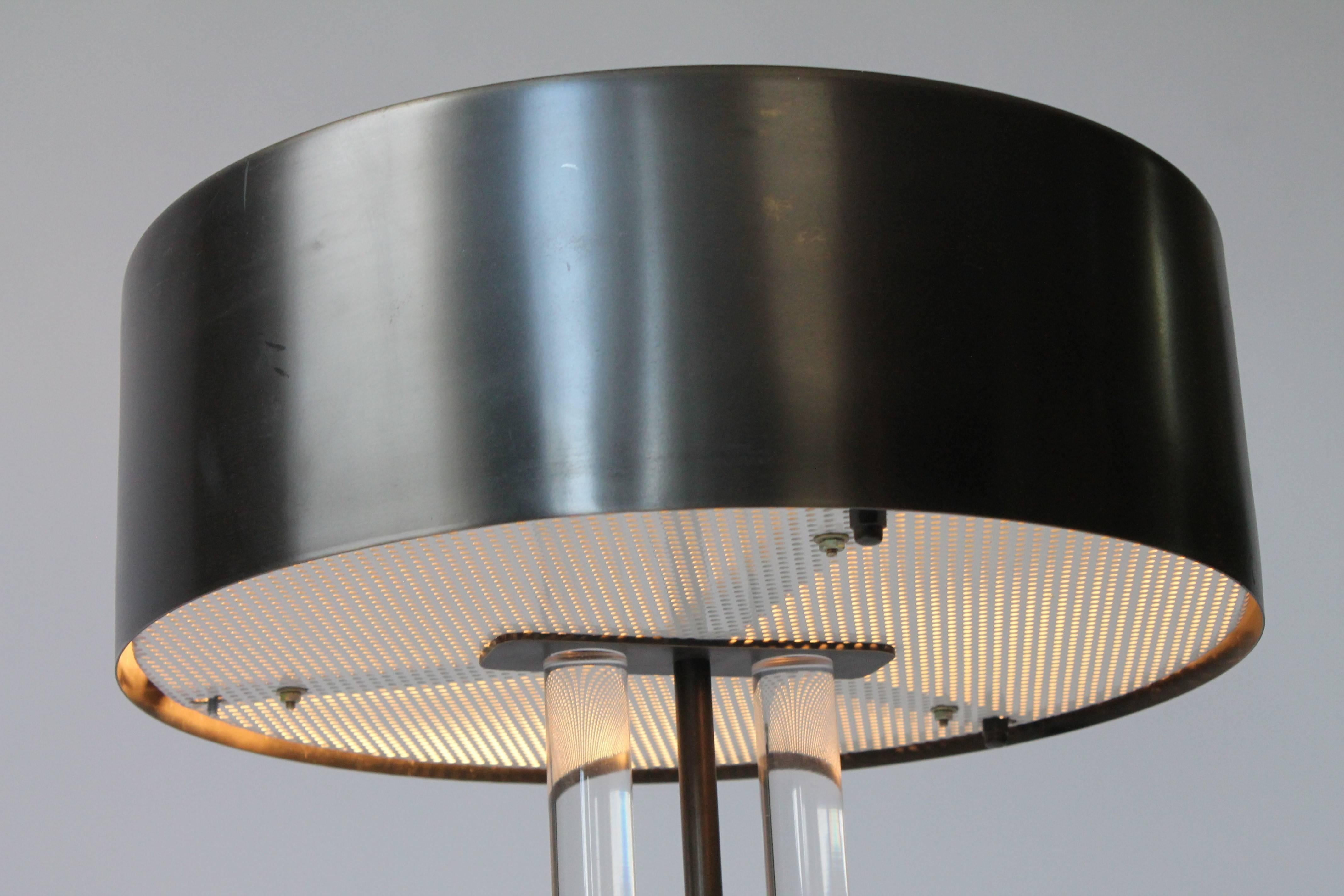 Massive Modern Lucite and Raw Steel Bouillotte Style Table Lamp, 1990s, USA 3