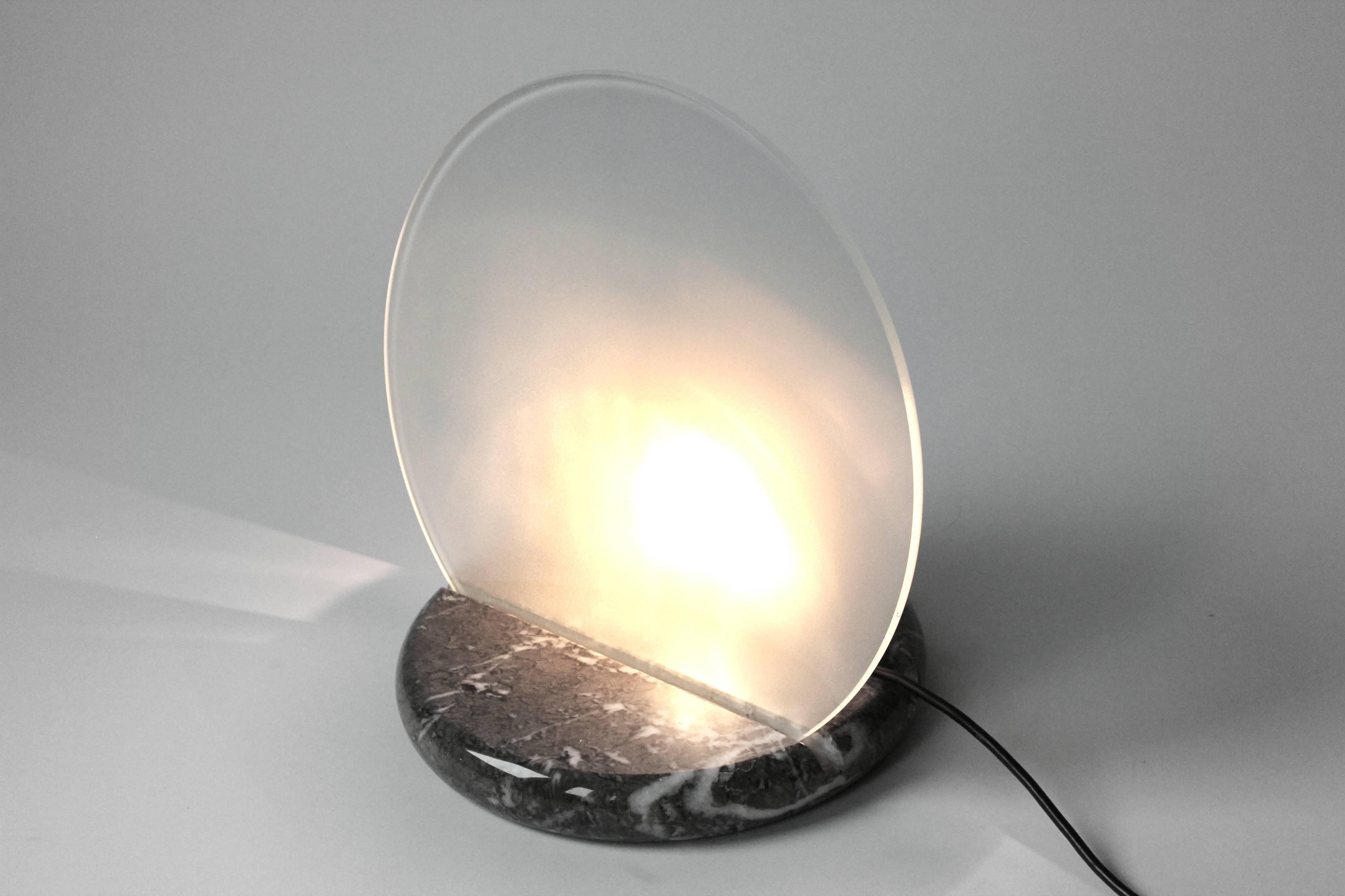 Modern Bruno Gecchelin Marble Base Halogen Table Lamp for Skipper Pollux , 1970s , Italy