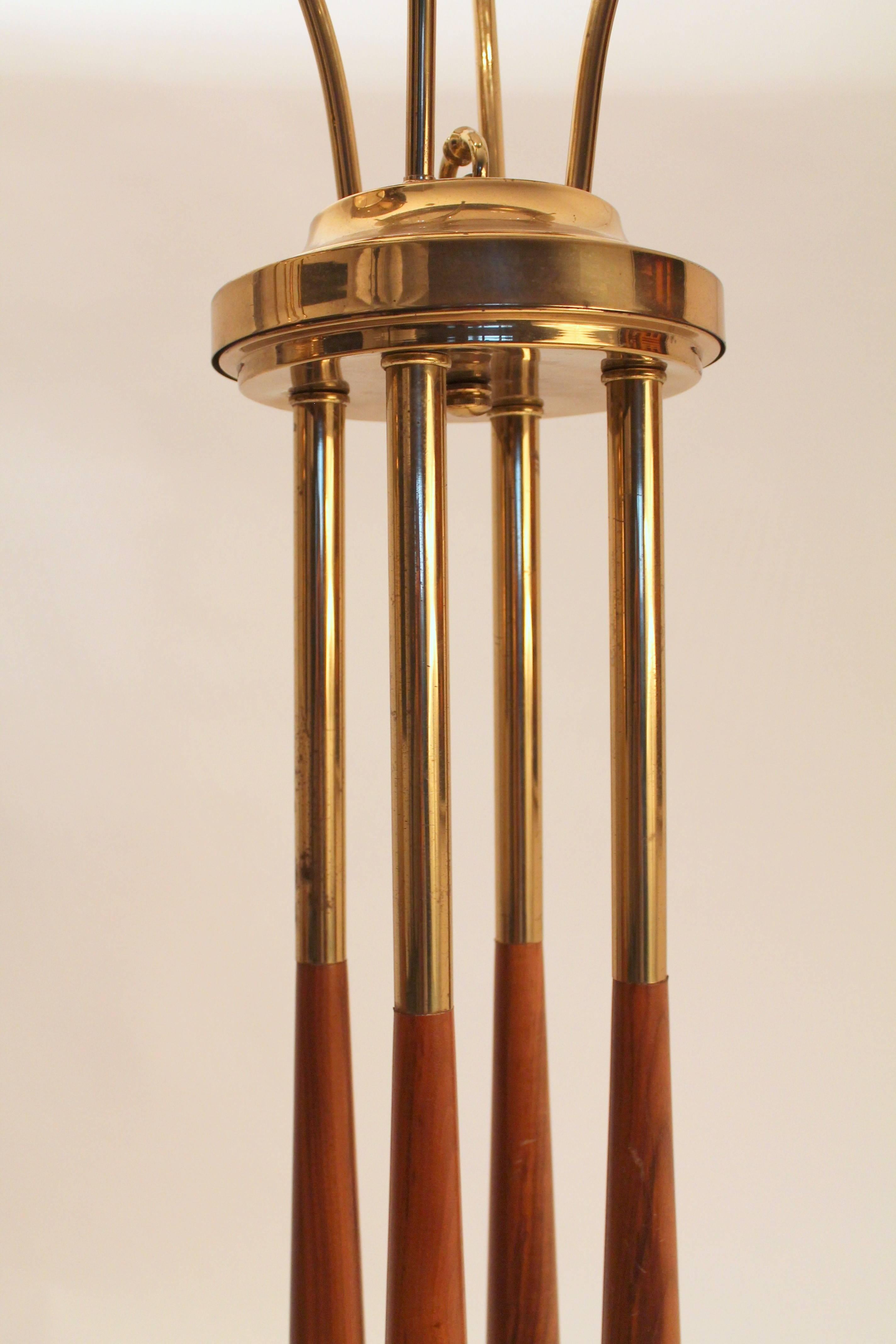 Brass & Walnut Torchere from  Lightolier , USA , 1950s 3