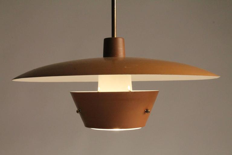 Lightolier Lytecaster Enameled Steel and Glass Lens Chandelier, 1950s ...