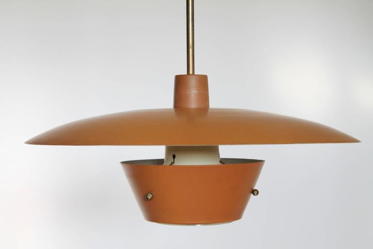 Lightolier Lytecaster Enameled Steel and Glass Lens Chandelier, 1950s ...
