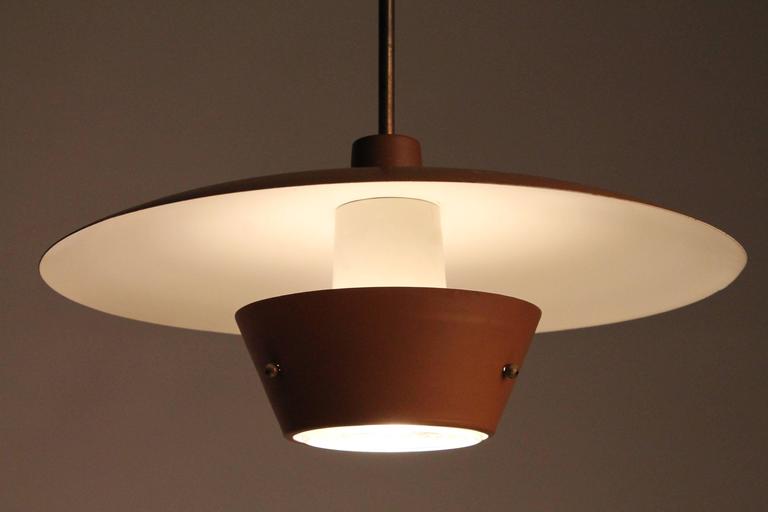 Lightolier Lytecaster Enameled Steel and Glass Lens Chandelier, 1950s ...