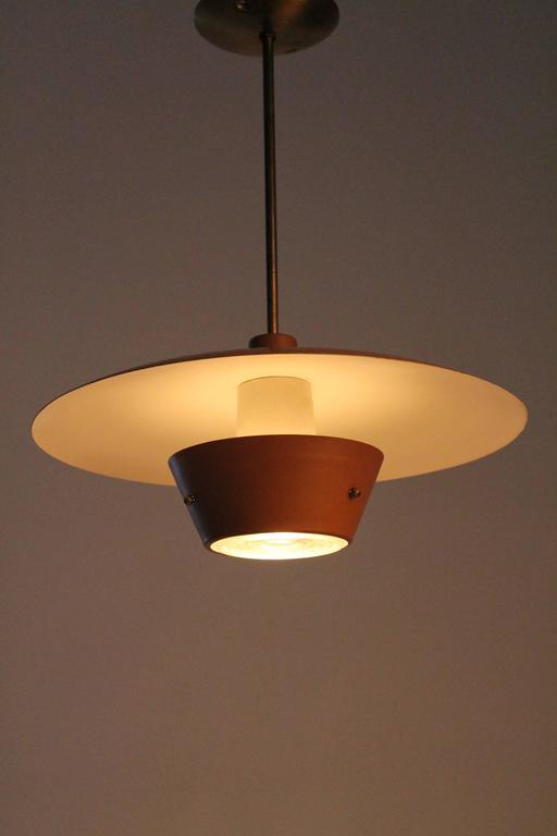 Lightolier Lytecaster Enameled Steel and Glass Lens Chandelier, 1950s ...