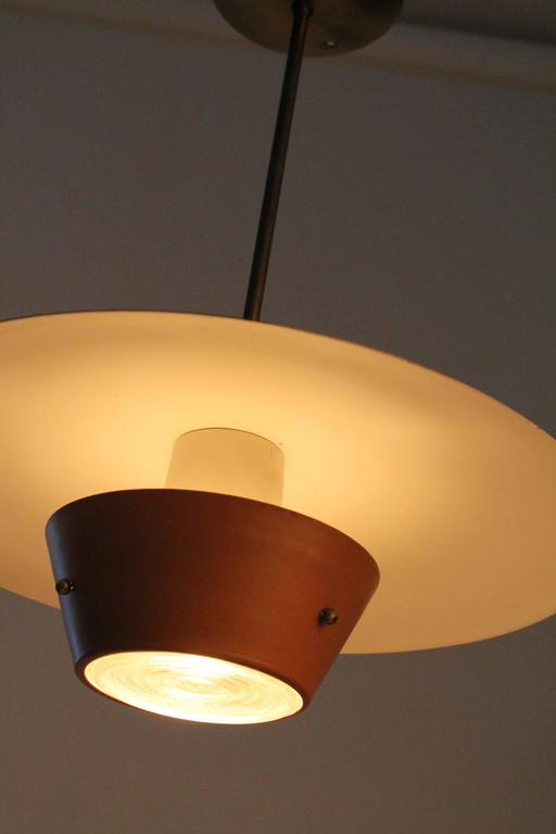 Lightolier Lytecaster Enameled Steel and Glass Lens Chandelier, 1950s ...