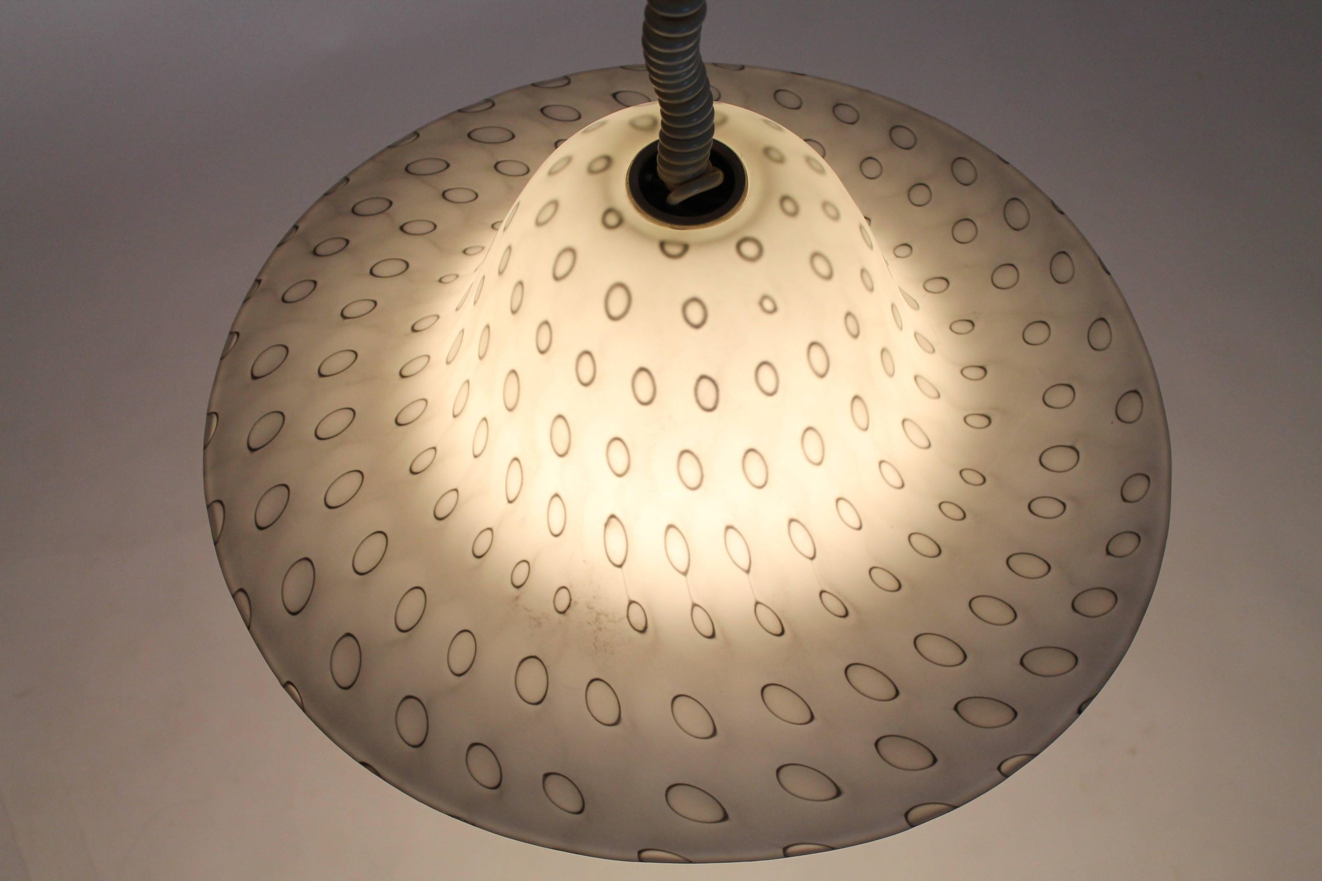 Peill & Putzler Tempered  Texturized Matte Glass Chandelier, 1960s, Germany In Excellent Condition In St- Leonard, Quebec