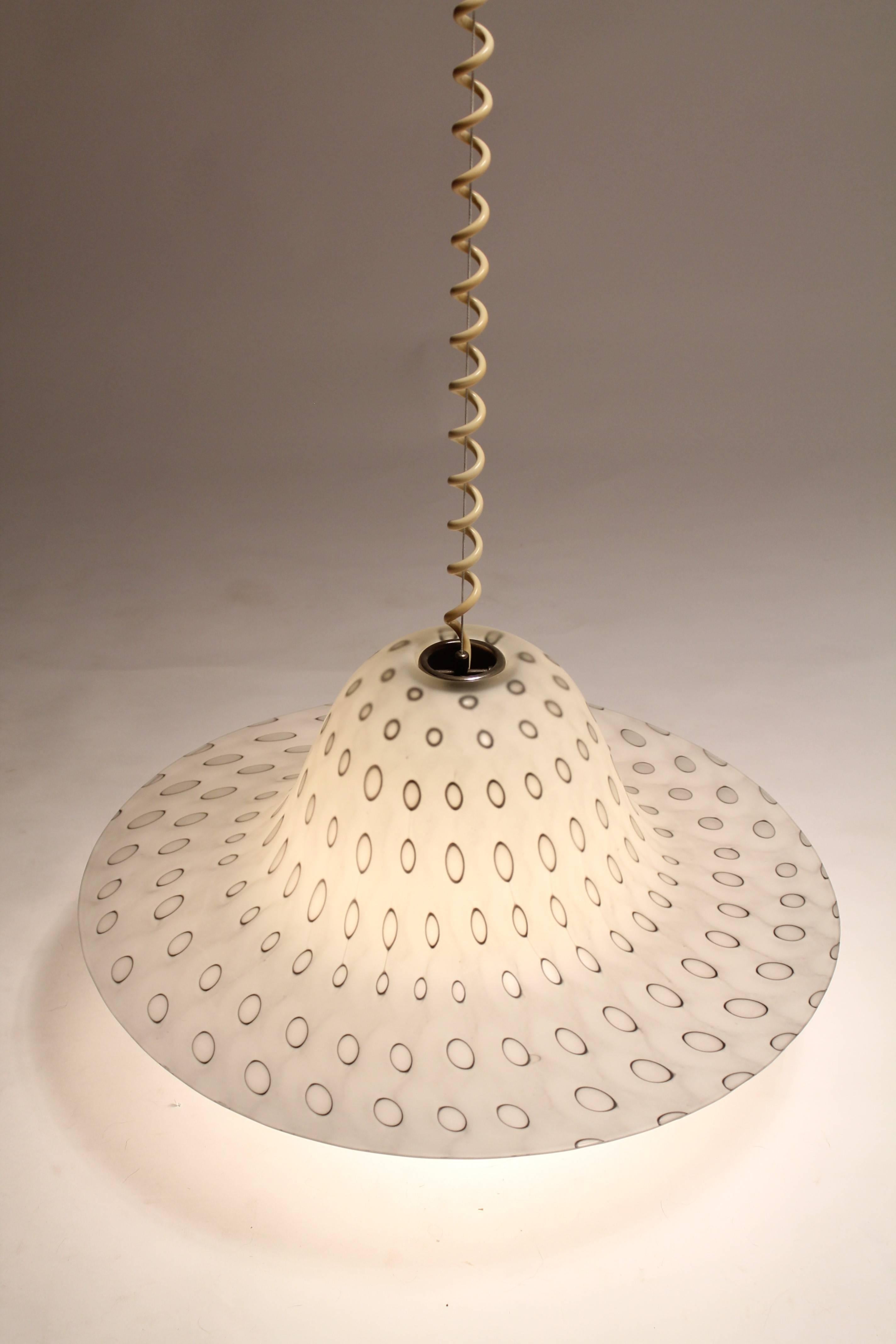 Peill & Putzler Tempered  Texturized Matte Glass Chandelier, 1960s, Germany 3