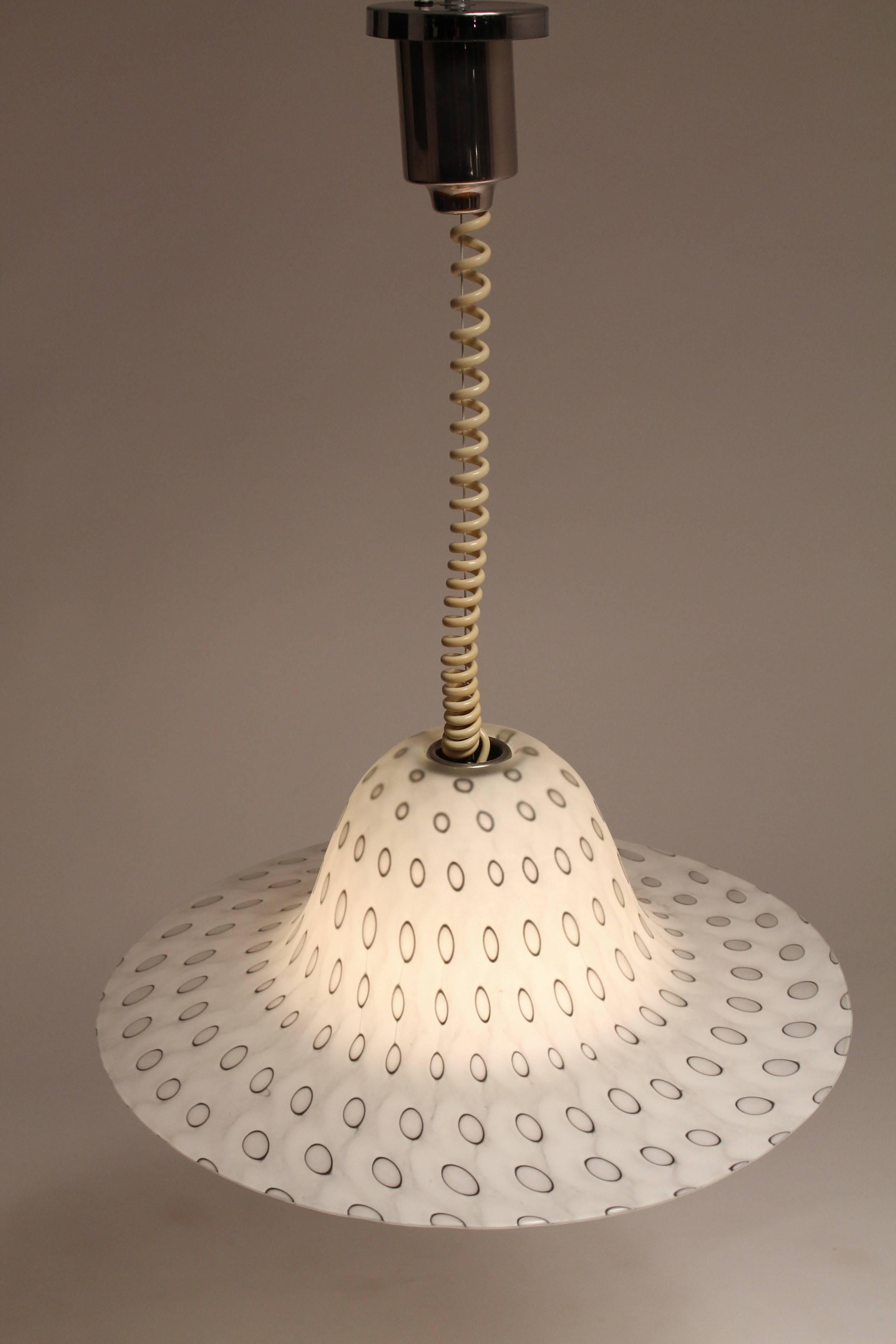 Peill & Putzler Tempered  Texturized Matte Glass Chandelier, 1960s, Germany 4