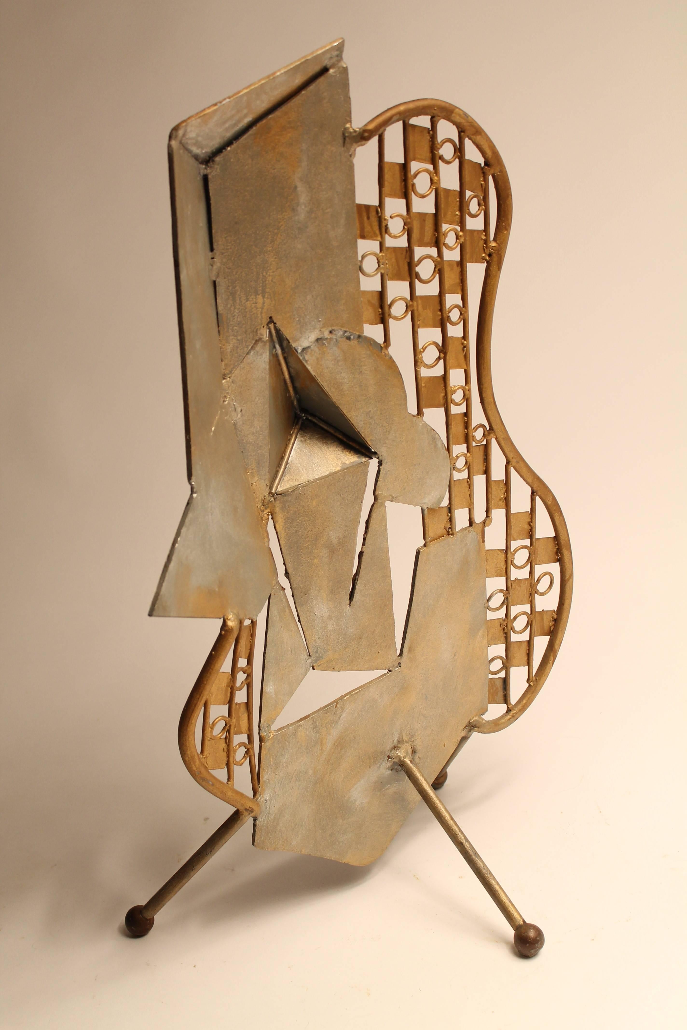 Patinated 1960s Cubist Steel Sculpture in the Style of Pablo Picasso 