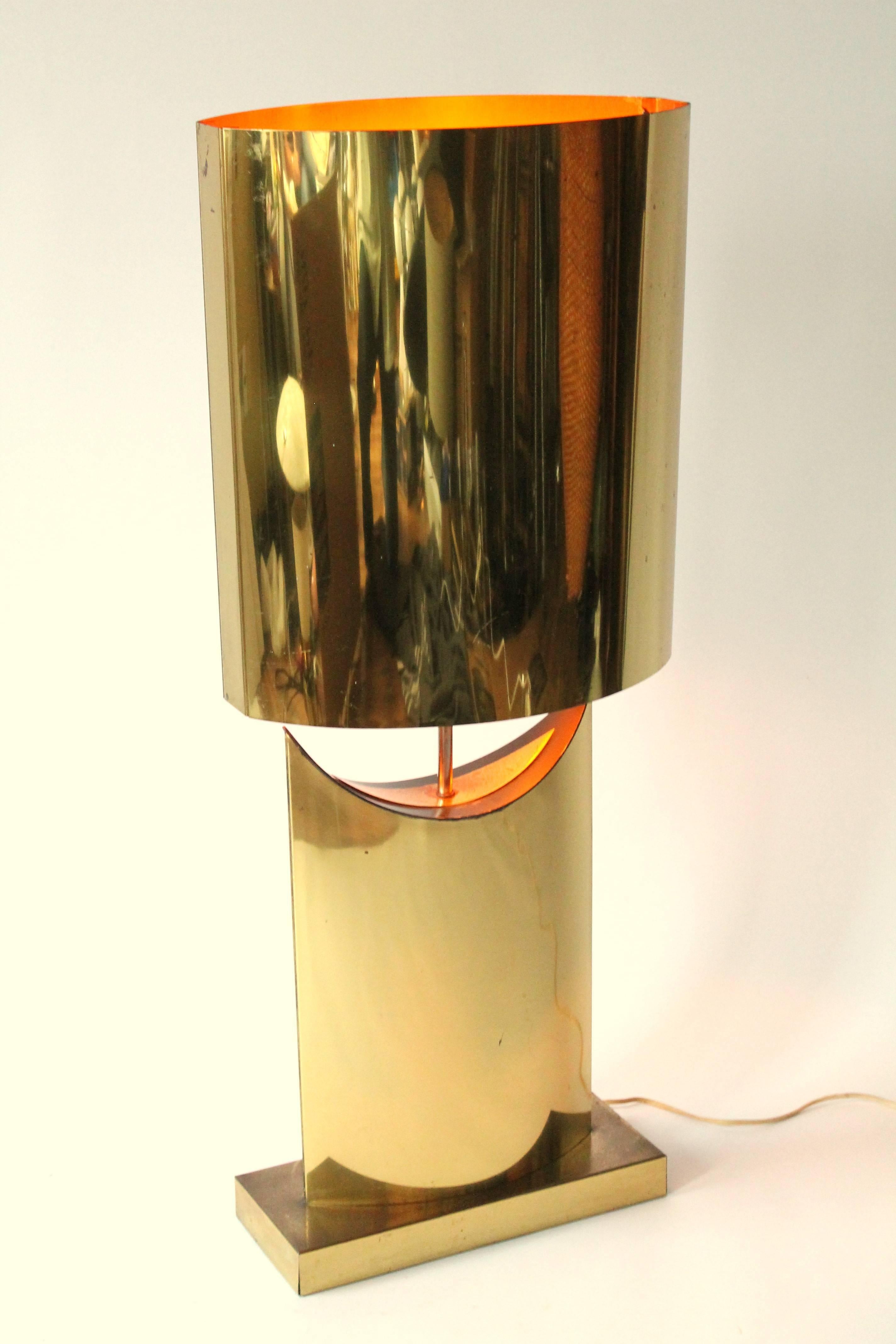 C. Jere Huge Brass Plated Table Lamp , Mid-Century Modern, 1970s, USA In Good Condition In St- Leonard, Quebec