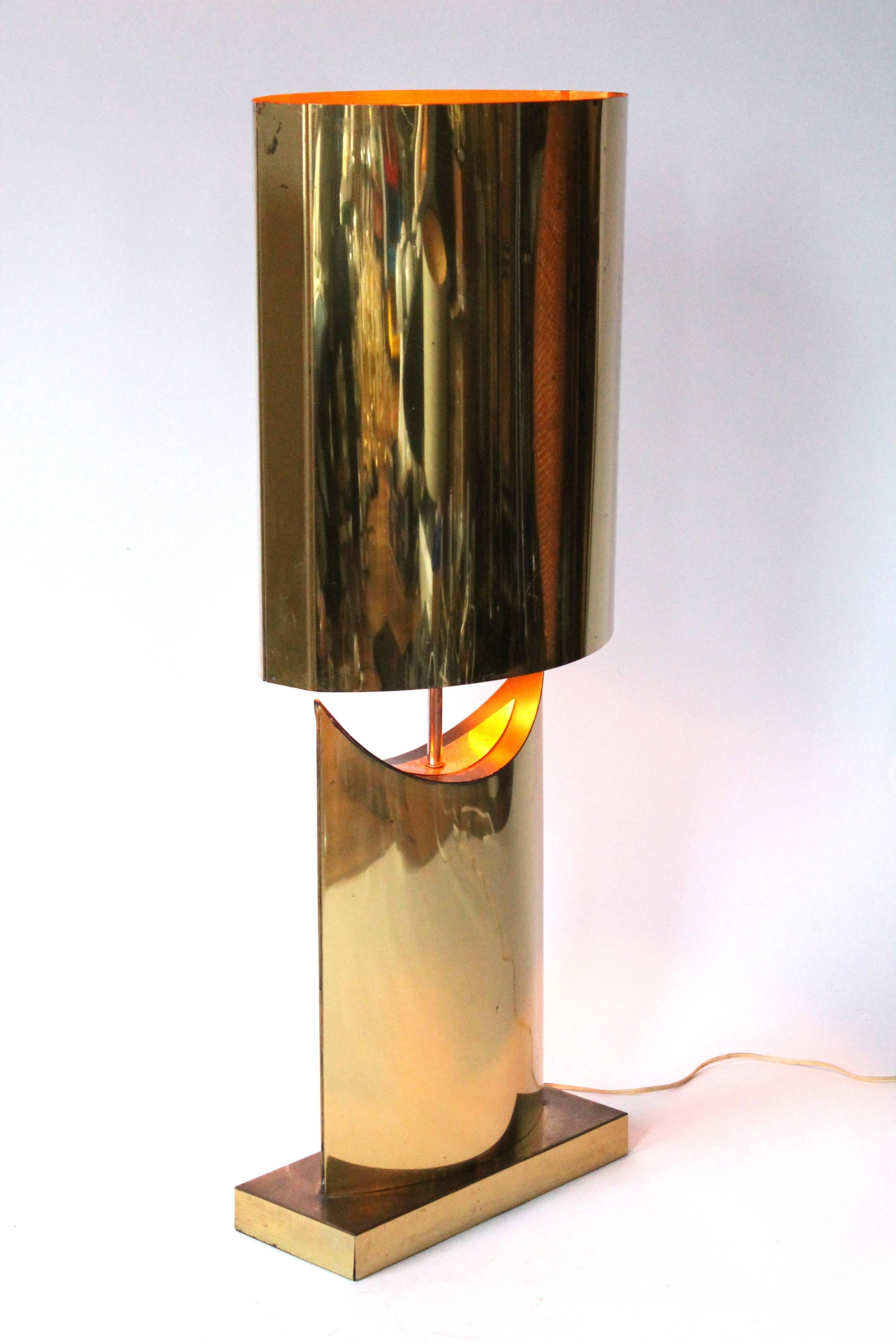 Late 20th Century C. Jere Huge Brass Plated Table Lamp , Mid-Century Modern, 1970s, USA