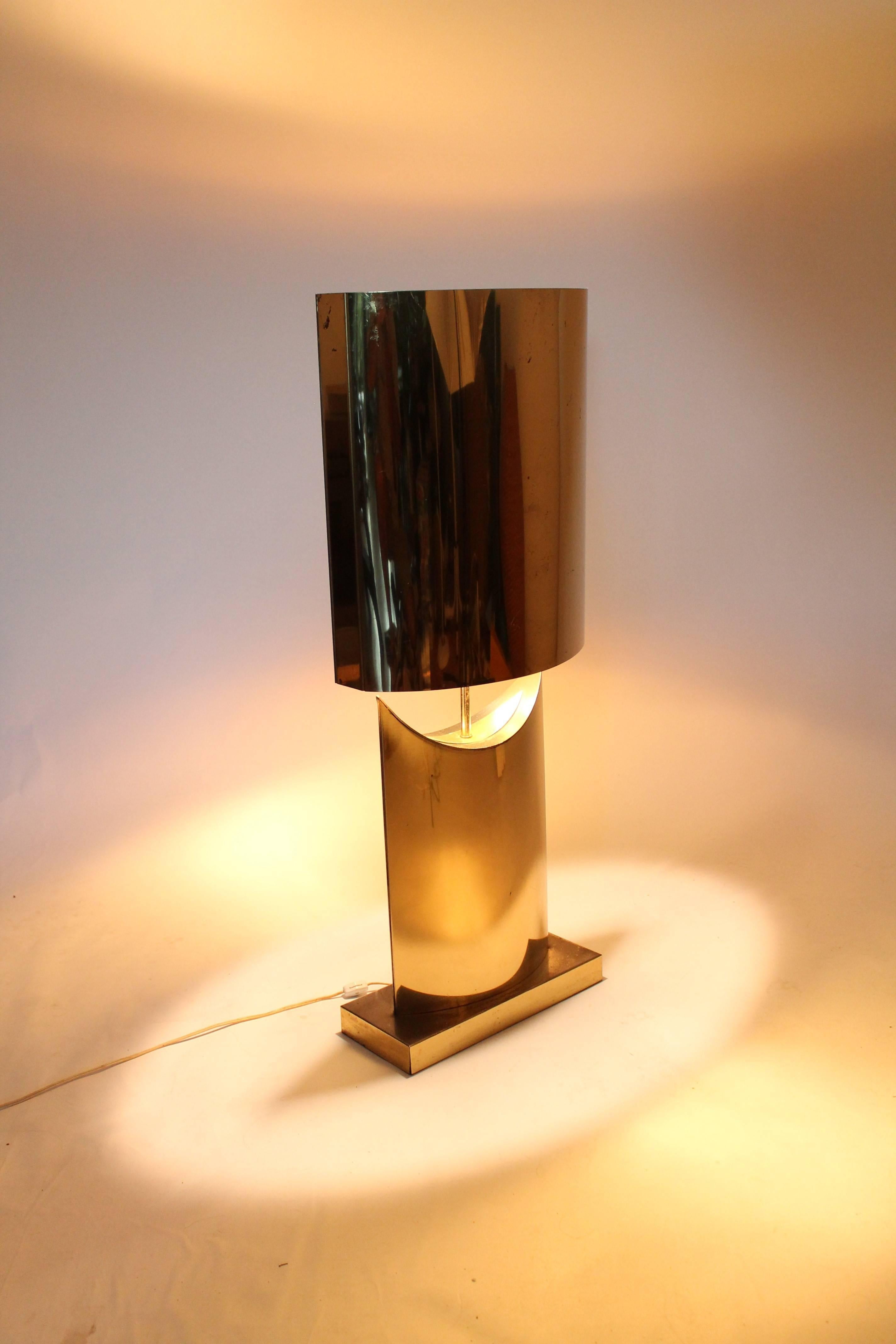 American C. Jere Huge Brass Plated Table Lamp , Mid-Century Modern, 1970s, USA