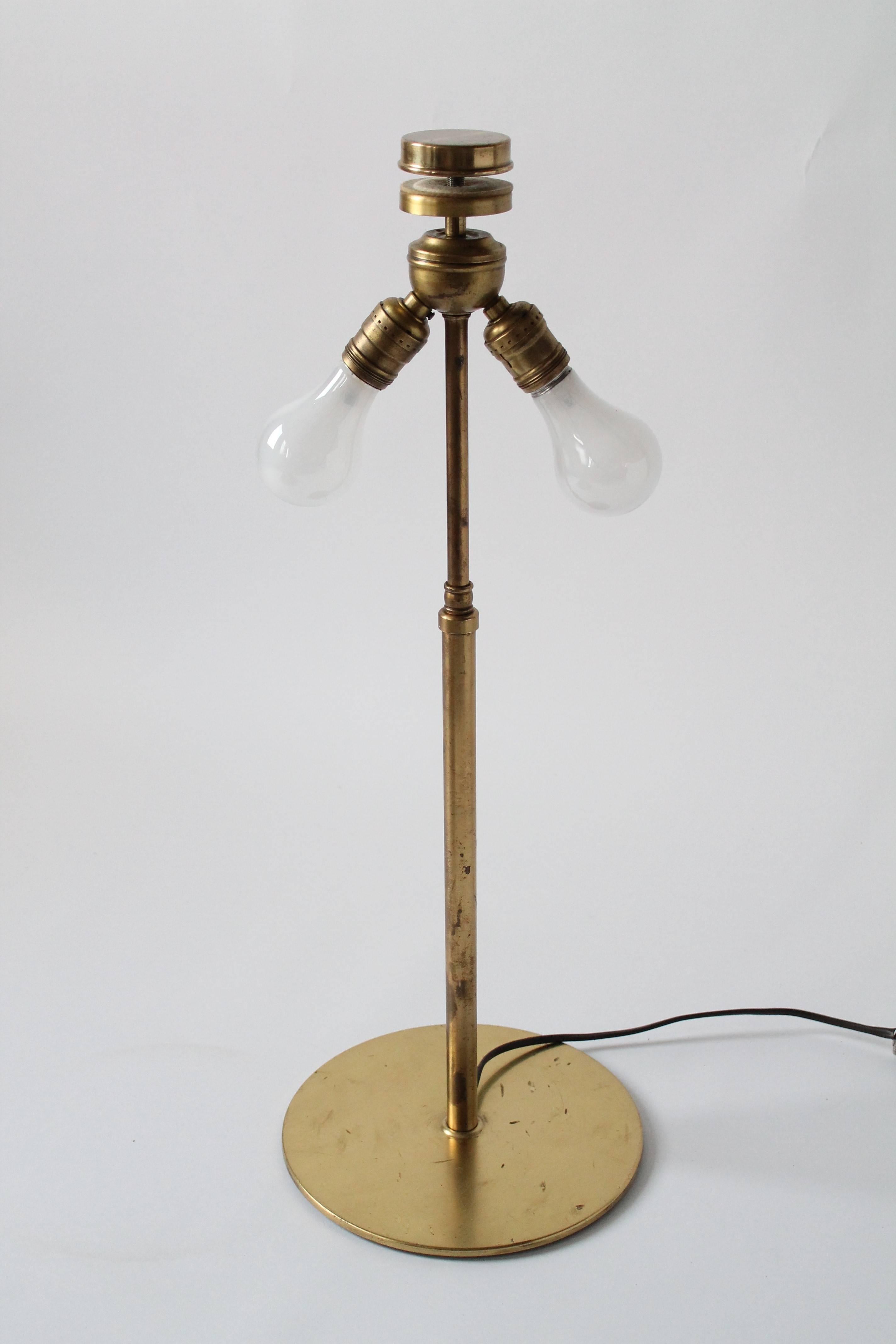 Huge Peill & Putzler Brass and Texturized Glass Shade Table Lamp, 1960s, Germany 2