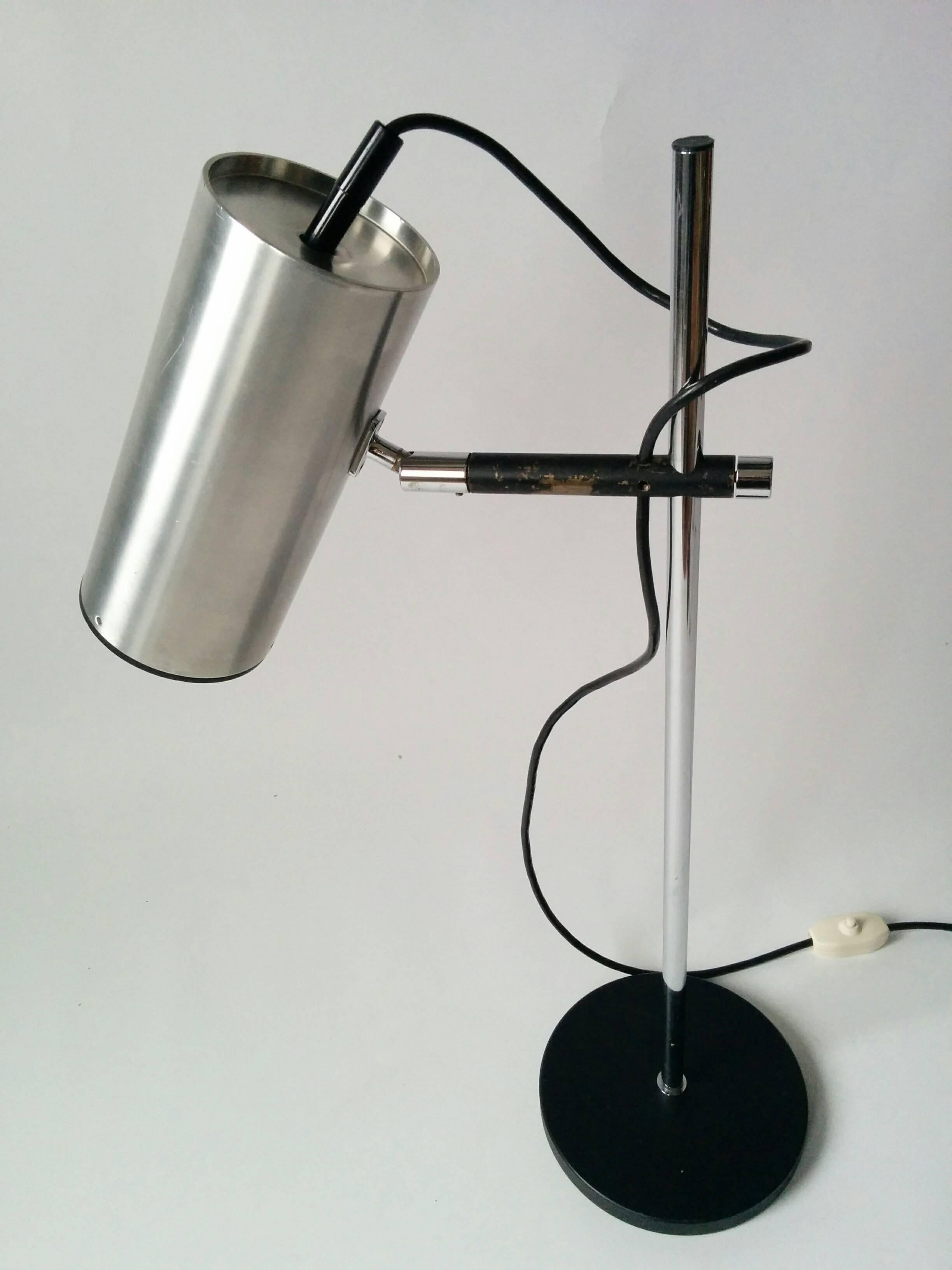 Maria Pergay Table Lamp with Stainless Steel  Shade, 1968 , France In Good Condition In St- Leonard, Quebec