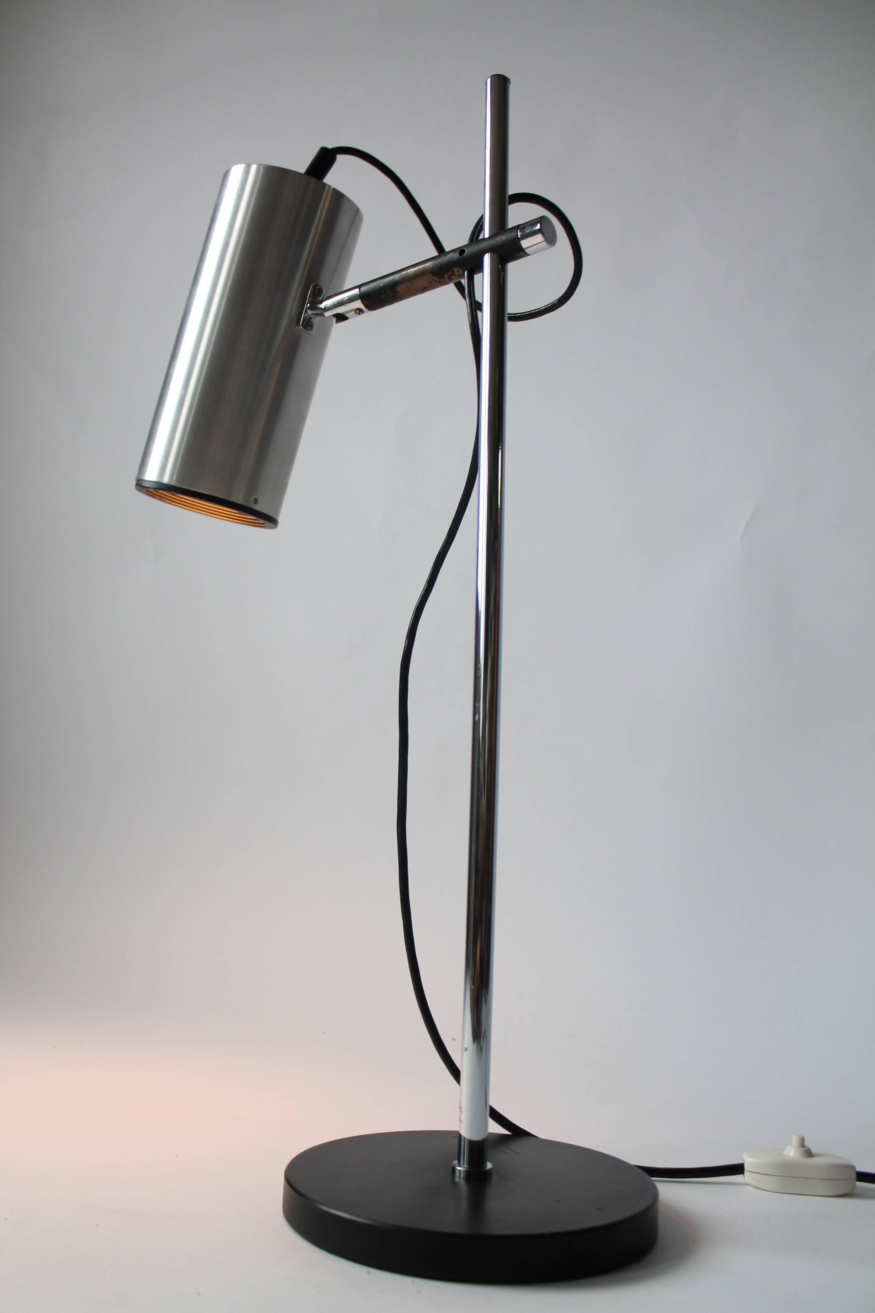 French Maria Pergay Table Lamp with Stainless Steel  Shade, 1968 , France