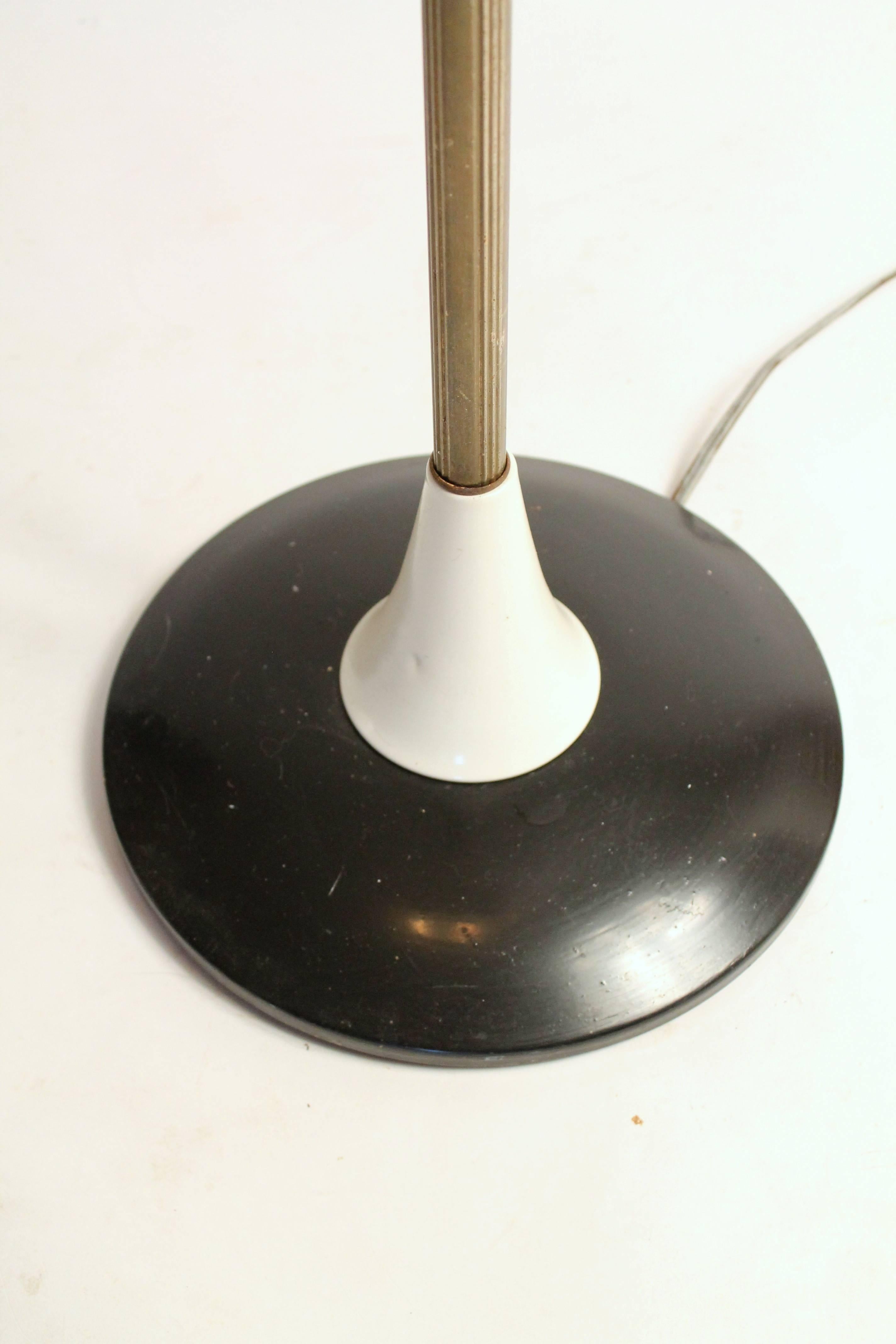 Six Pierced Shade on Brass Gooseneck Floor Lamp, 1950s, USA 3