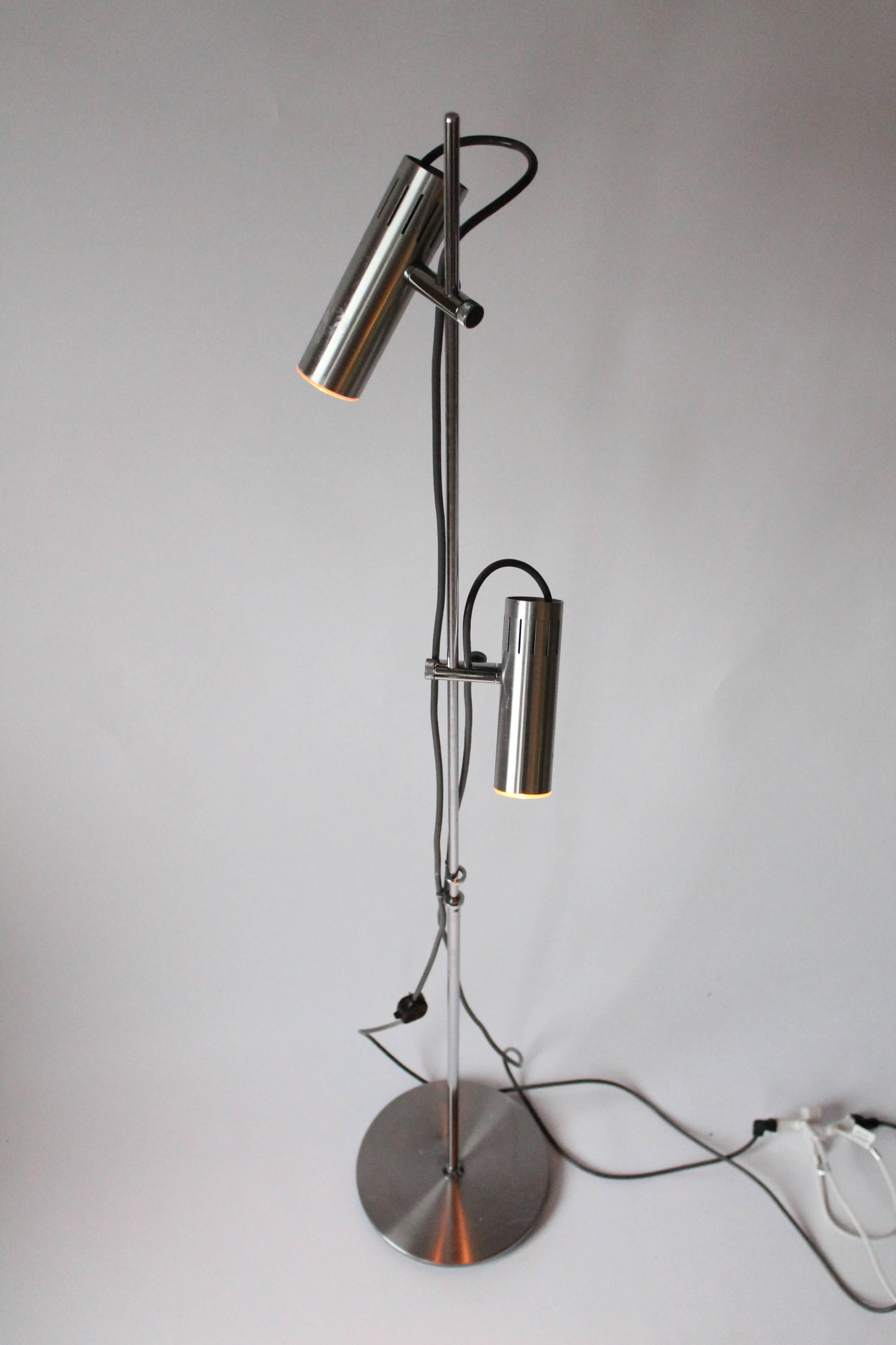 Lacquered Alain Richard A14 by Disderot Twin Shade Chromed Floor Lamp, 1959, France