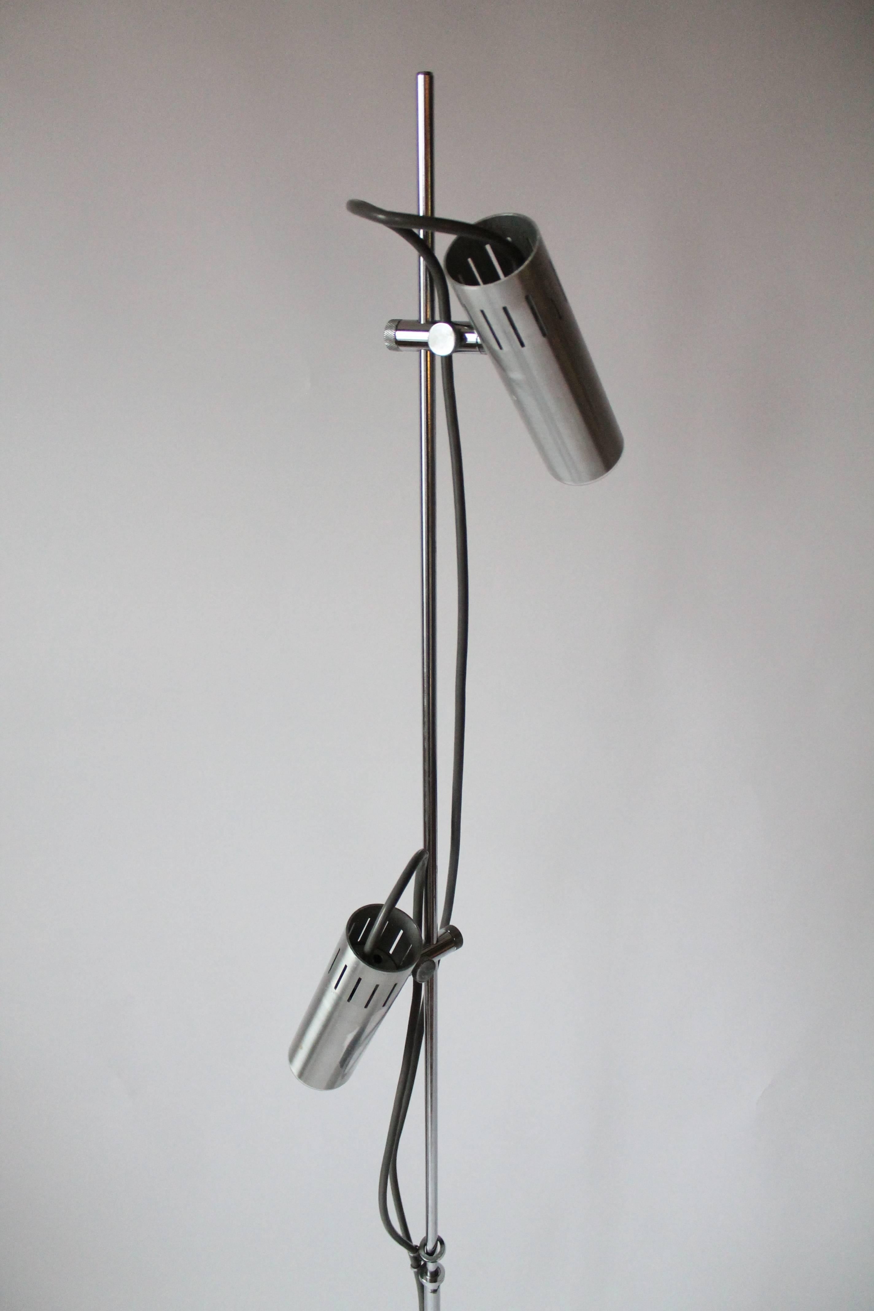 Alain Richard A14 by Disderot Twin Shade Chromed Floor Lamp, 1959, France In Good Condition In St- Leonard, Quebec