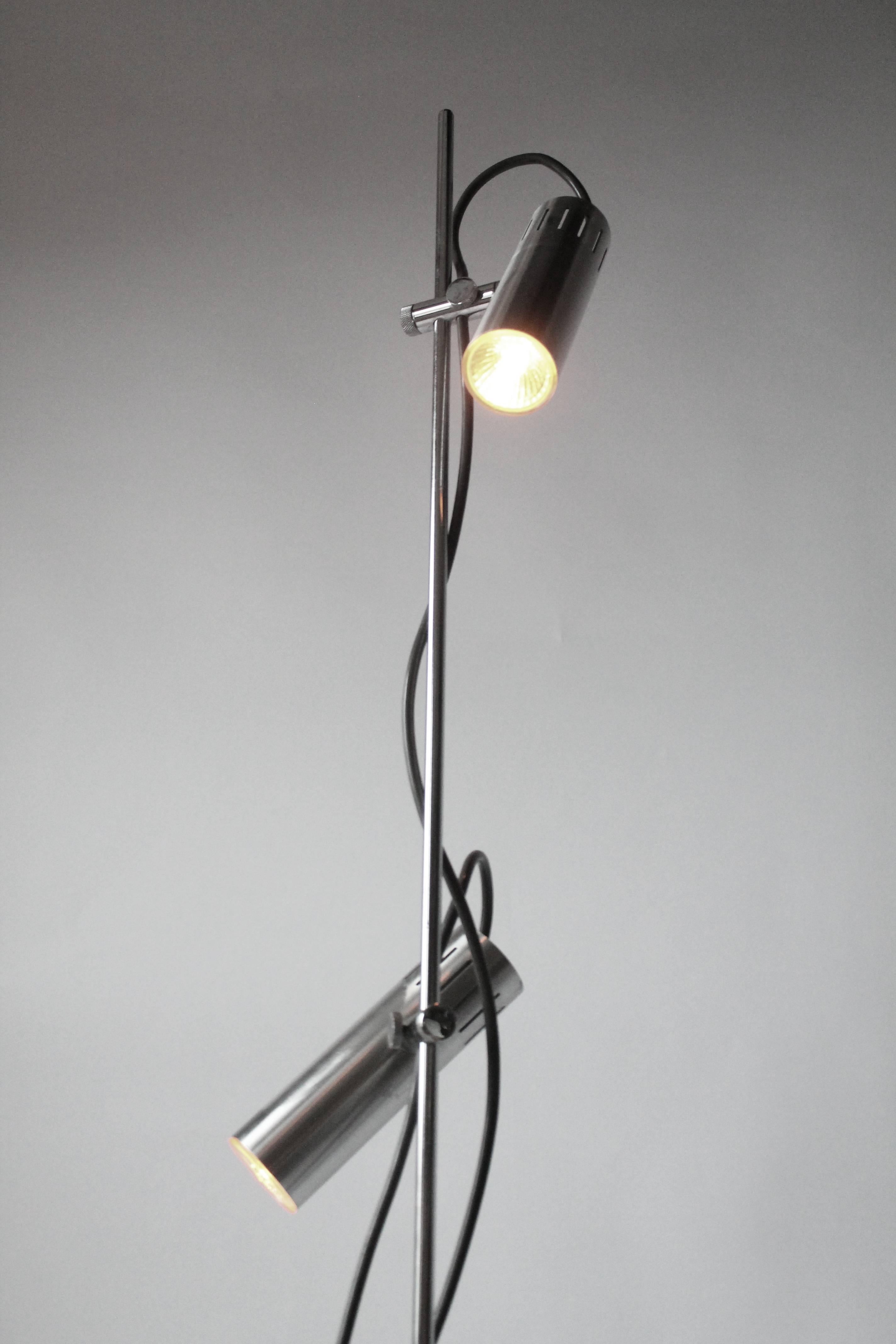 French Alain Richard A14 by Disderot Twin Shade Chromed Floor Lamp, 1959, France