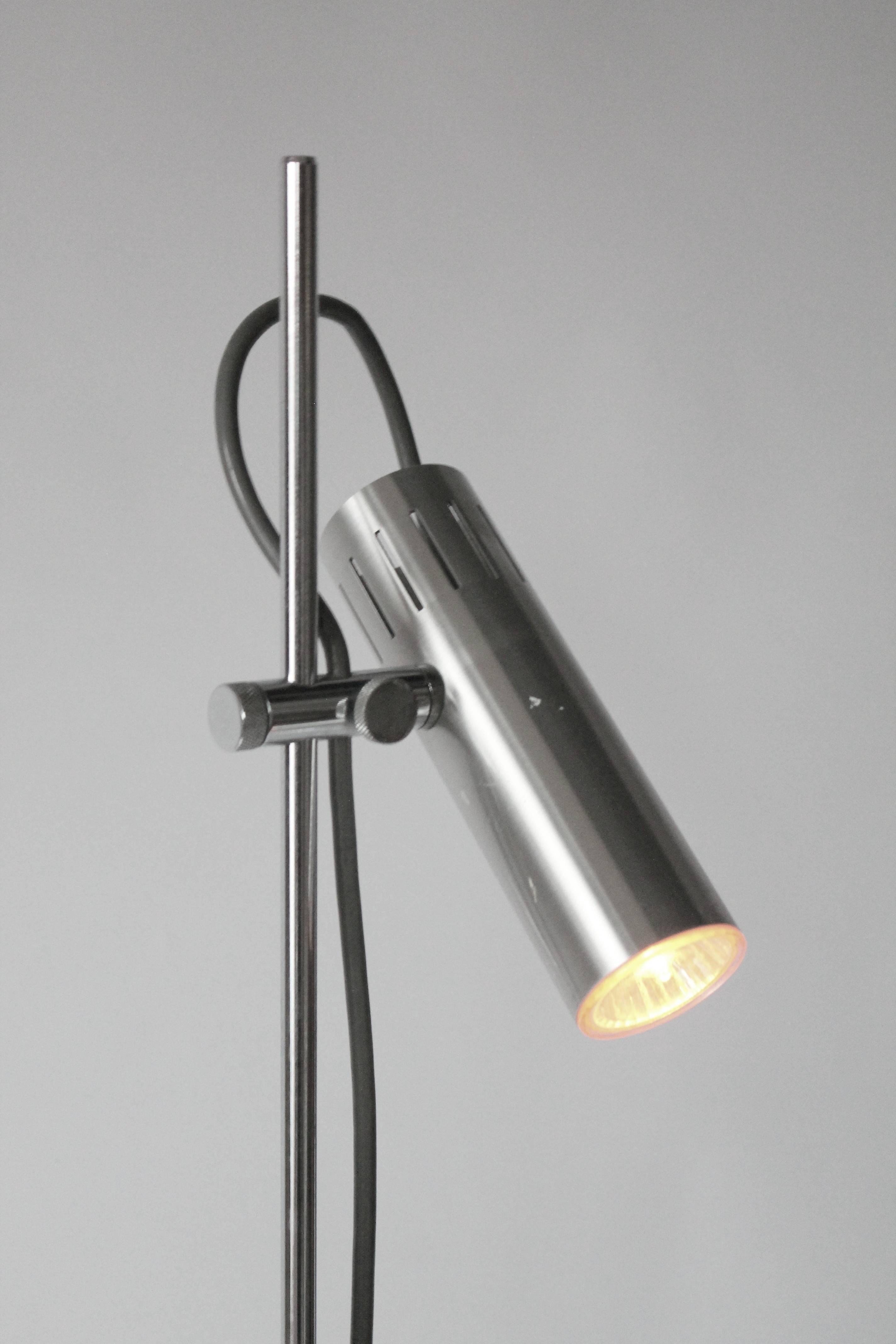 Aluminum Alain Richard A14 by Disderot Twin Shade Chromed Floor Lamp, 1959, France